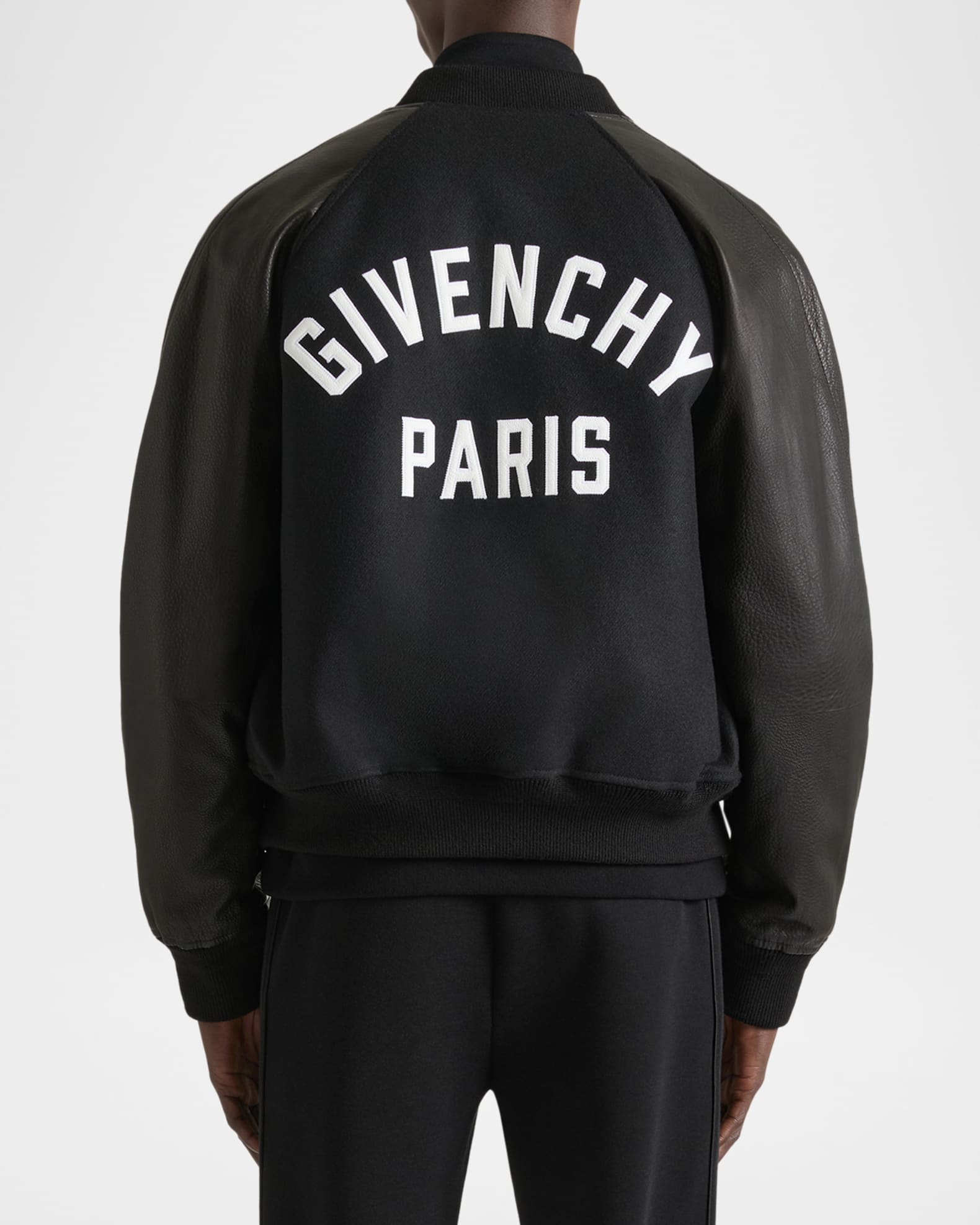 Givenchy Men's Mixed Material Wool and Leather Bomber Jacket