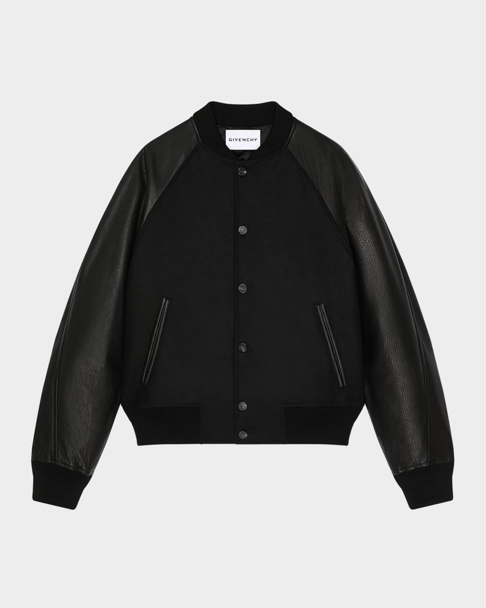 Givenchy Men's Mixed Material Wool and Leather Bomber Jacket