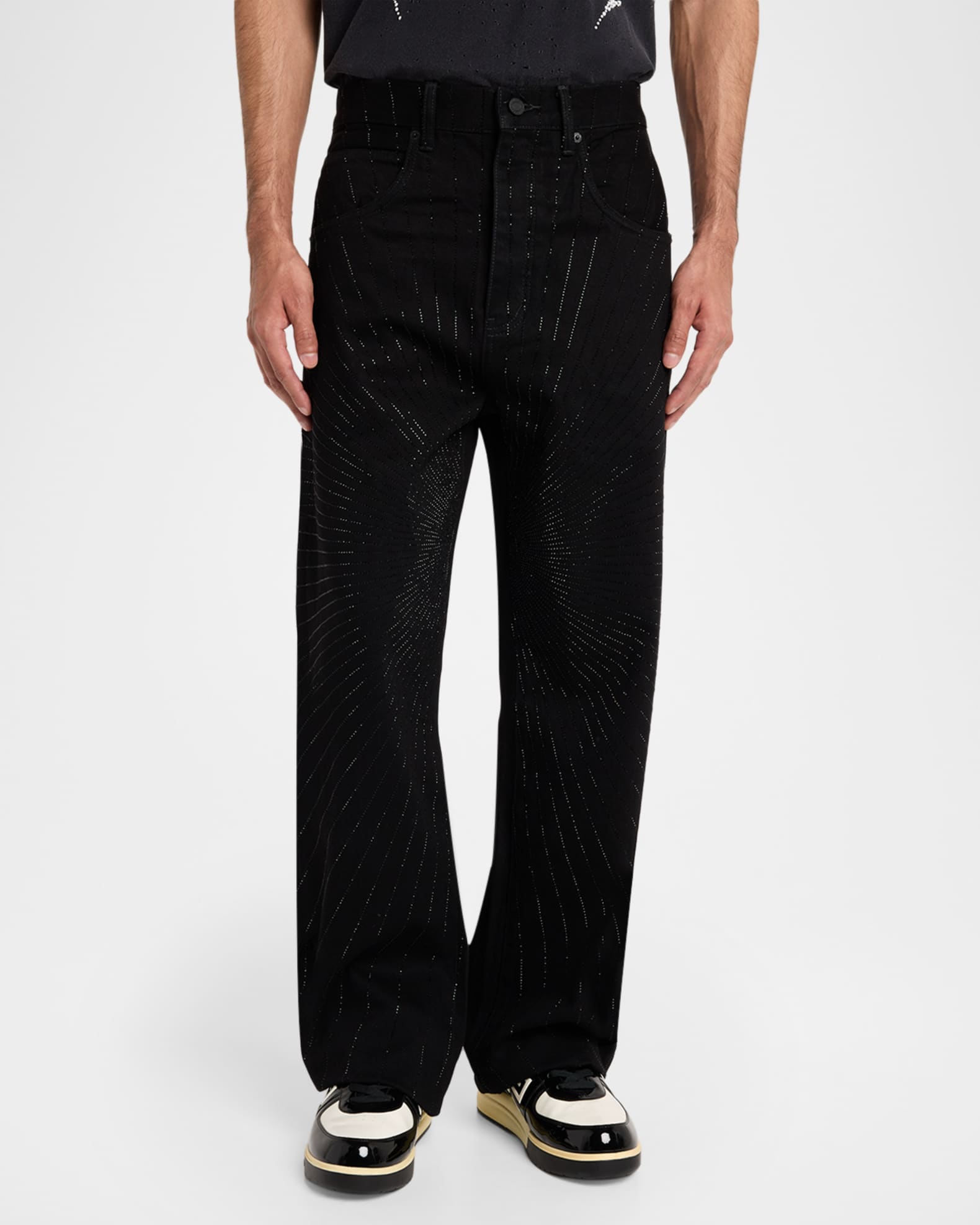 PURPLE Men's Radial Hotfix Crystal Black Denim Straight Leg Jeans