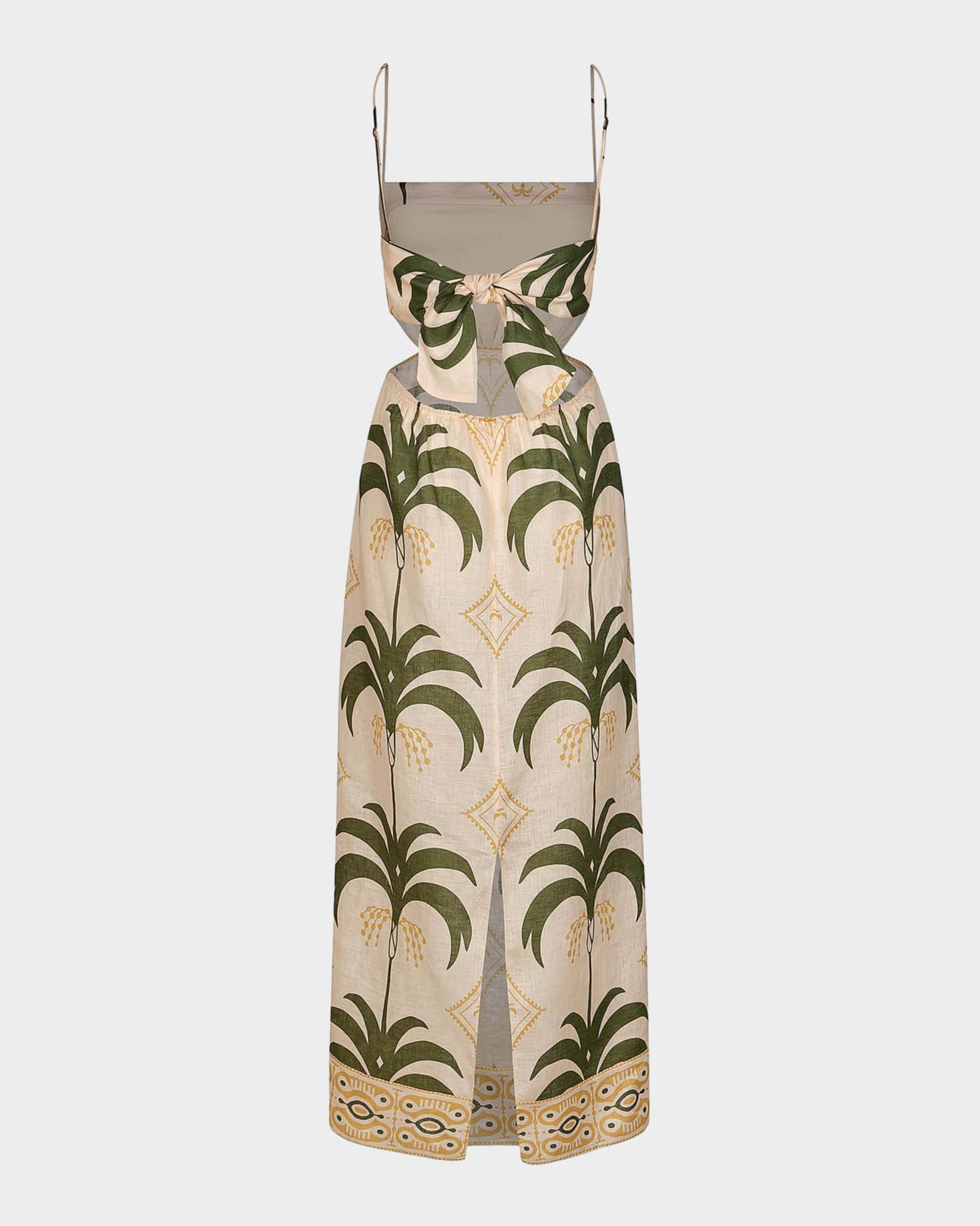 Johanna Ortiz Tactile Winds Printed Embellished Linen Midi Dress