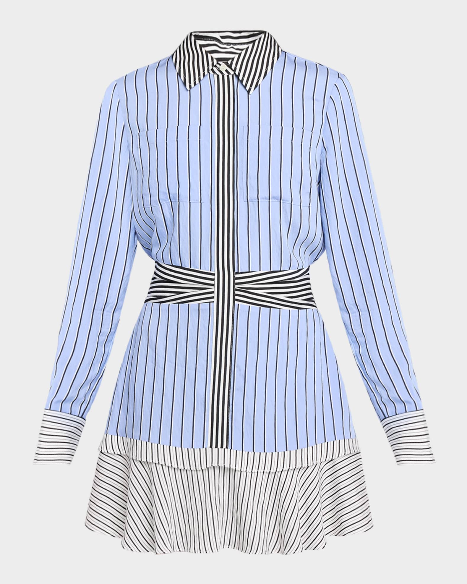 Ramy Brook Women's Solana Long Sleeve Stripe Minidress - Blue - Mini Dresses