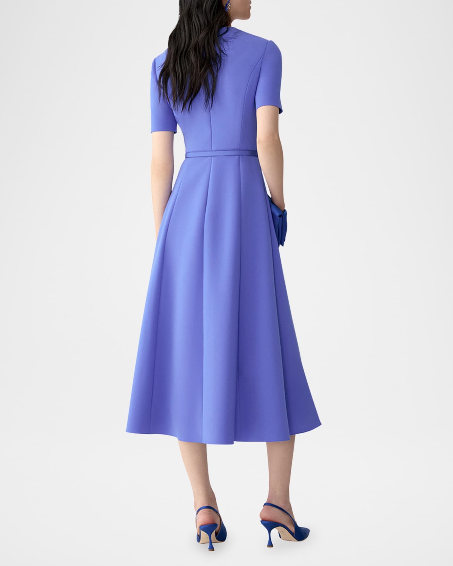 knee length dresses for ladies Long sleeve draped midi dress main image 1