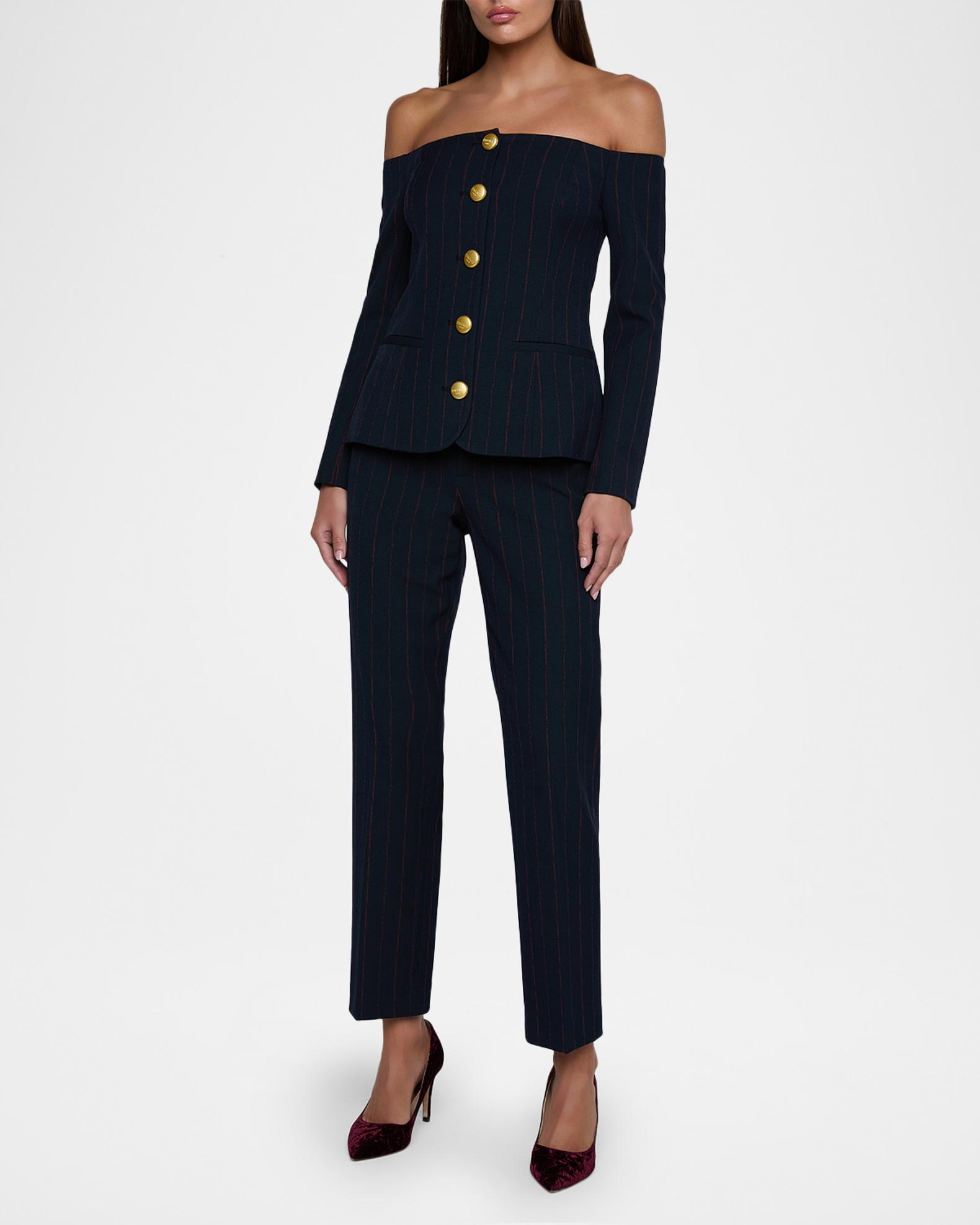 L'Agence Rebel Pinstriped Trousers | Neiman Marcus