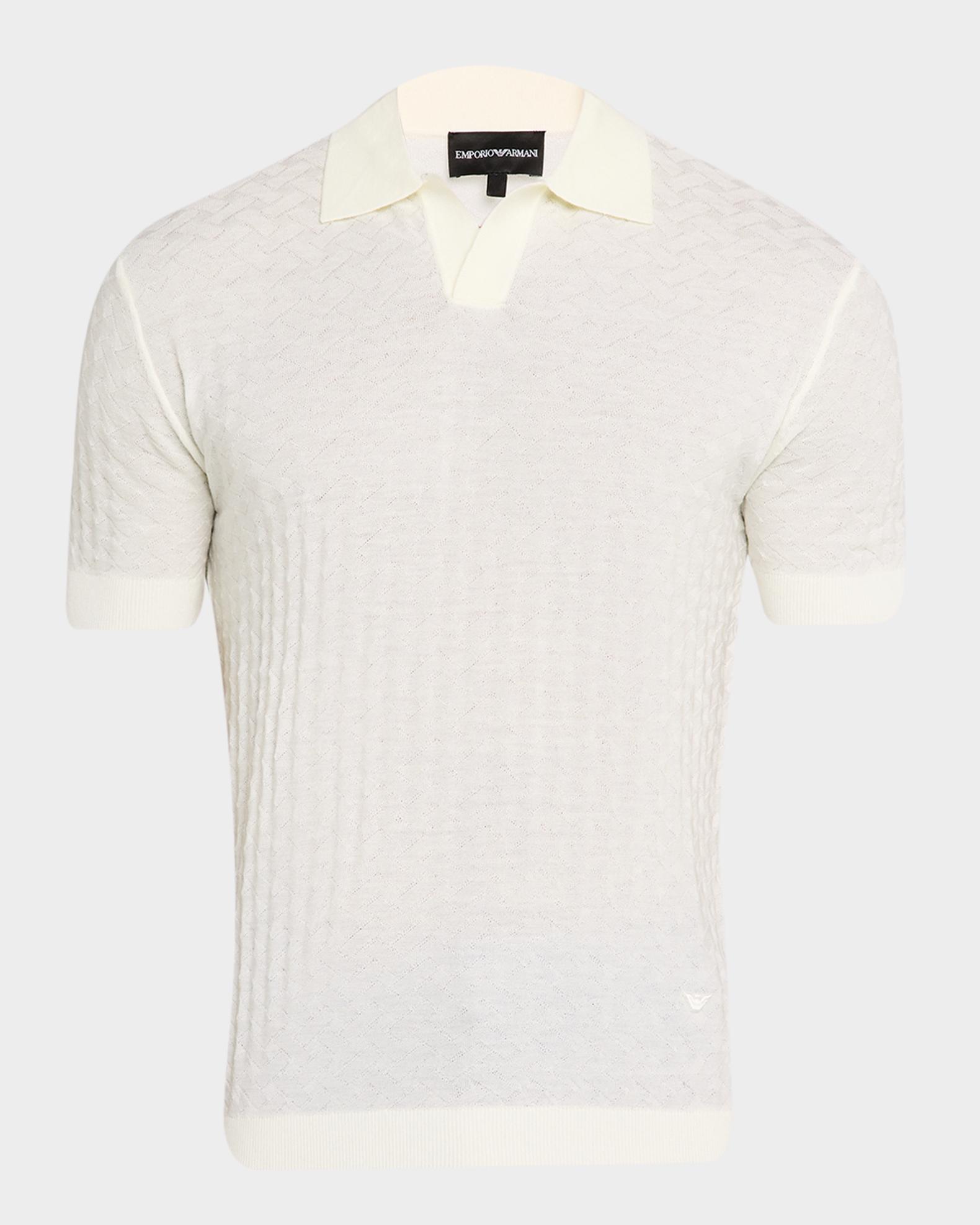 Emporio Armani Men's Wool Basketweave Knit Polo Sweater | Neiman