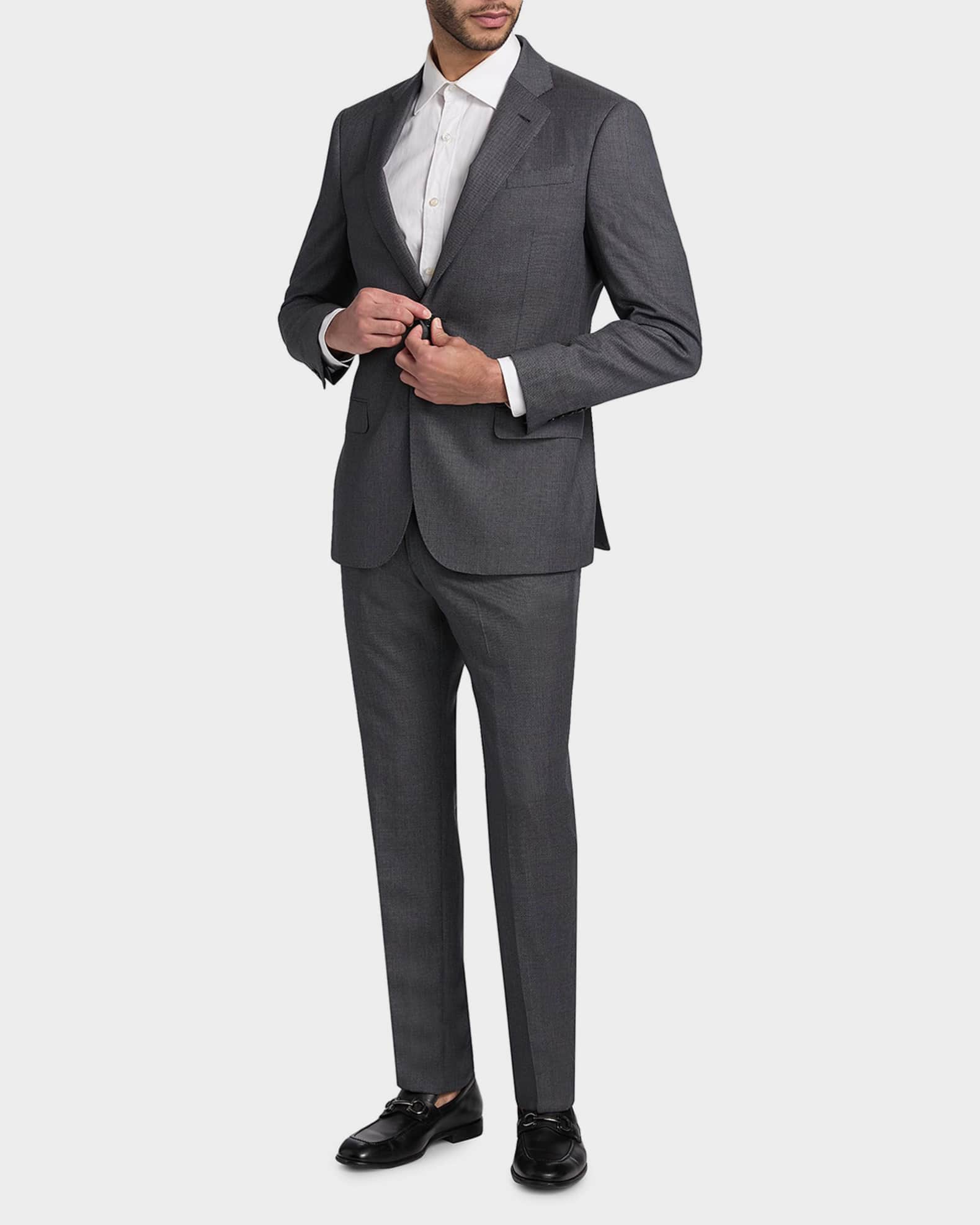 Emporio Armani Men's Wool Micro-Print Two-Piece Suit | Neiman Marcus