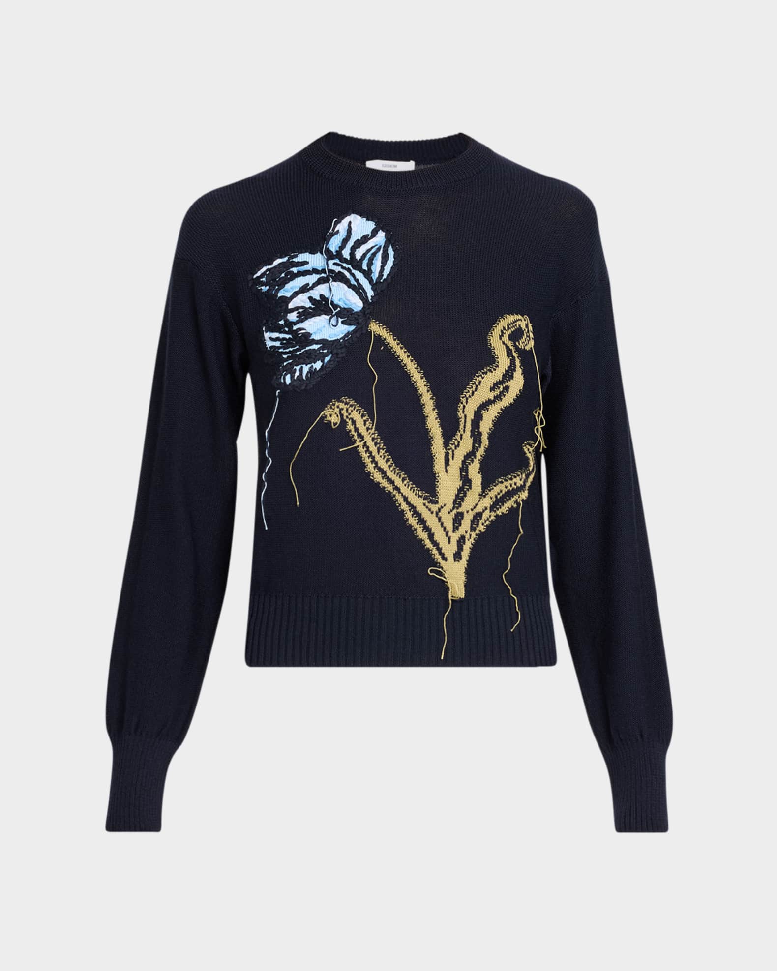 Erdem Tulip Intarsia Embroidered Wool Sweater | Neiman Marcus