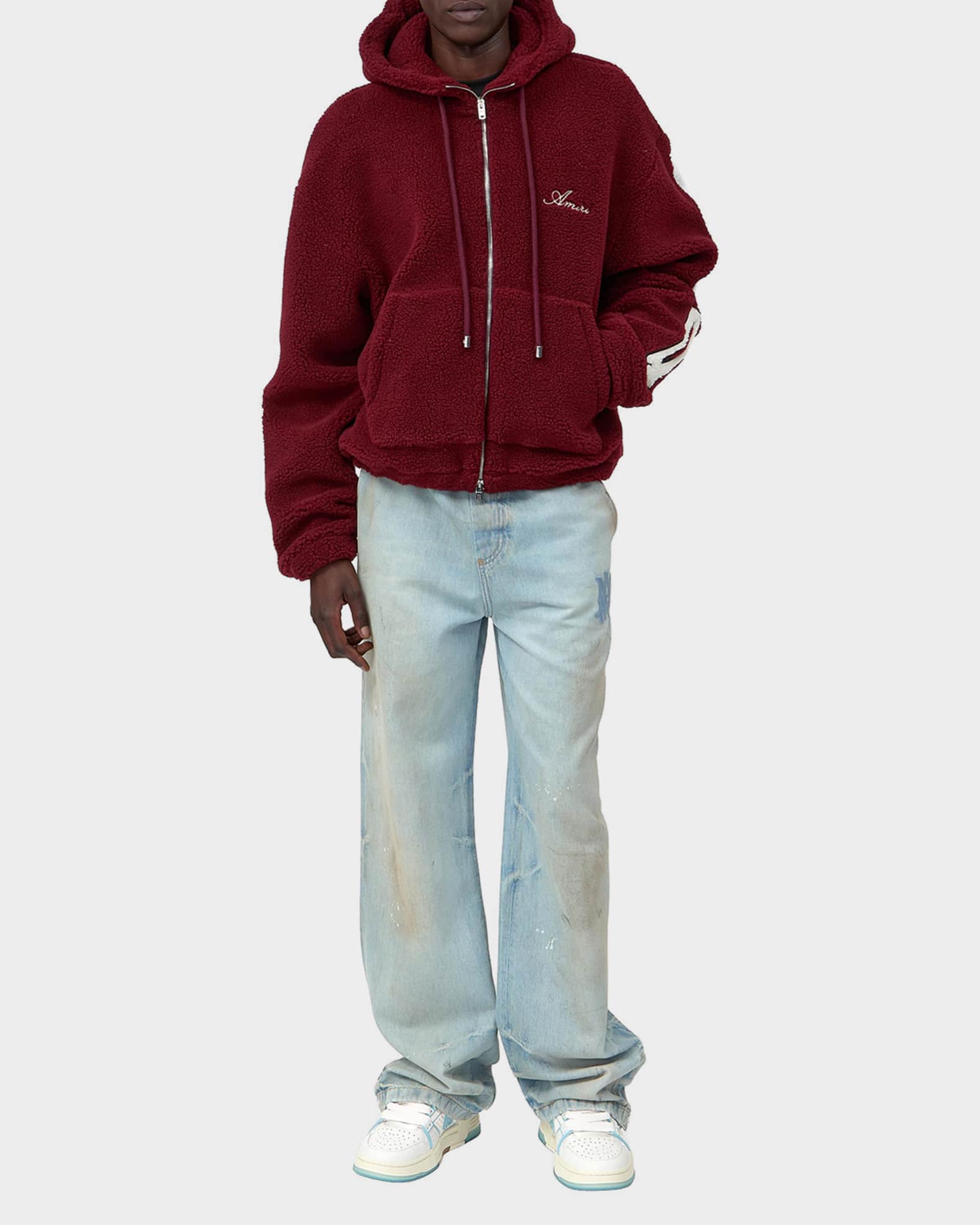 Amiri Men's Bones Fleece Full-Zip Hoodie | Neiman Marcus