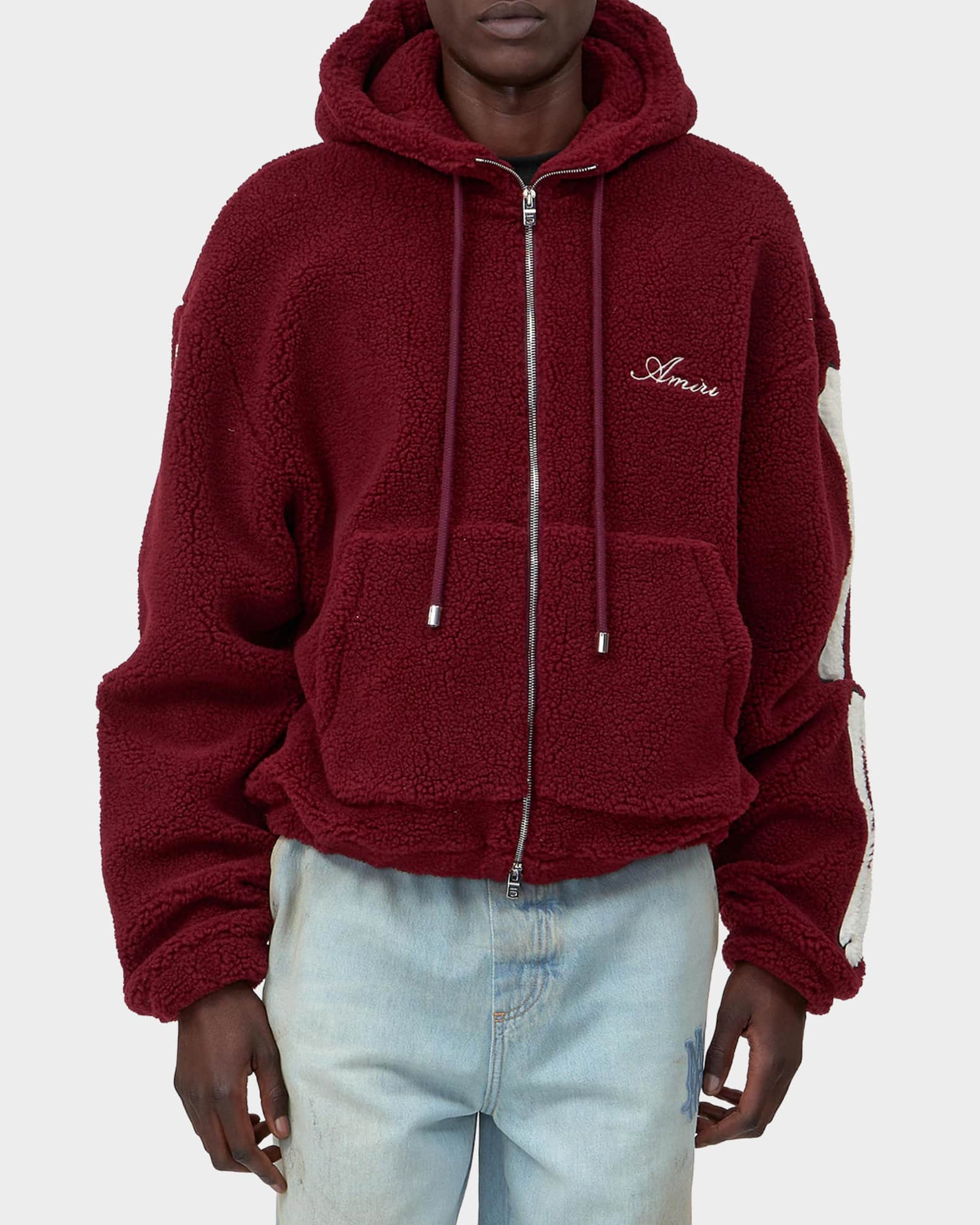 Amiri Men's Bones Fleece Full-Zip Hoodie | Neiman Marcus