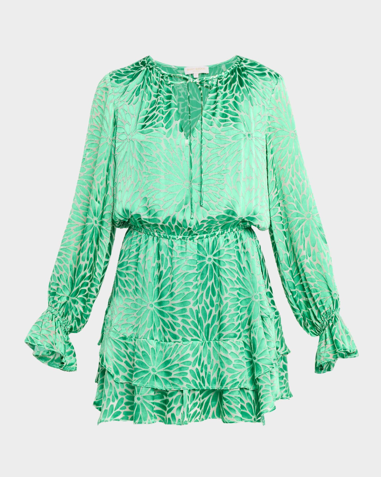 ramy brook green dress Ramy Brook Nari High Neck Handkerchief Hem Mini Dress in Bright Lime main image 0