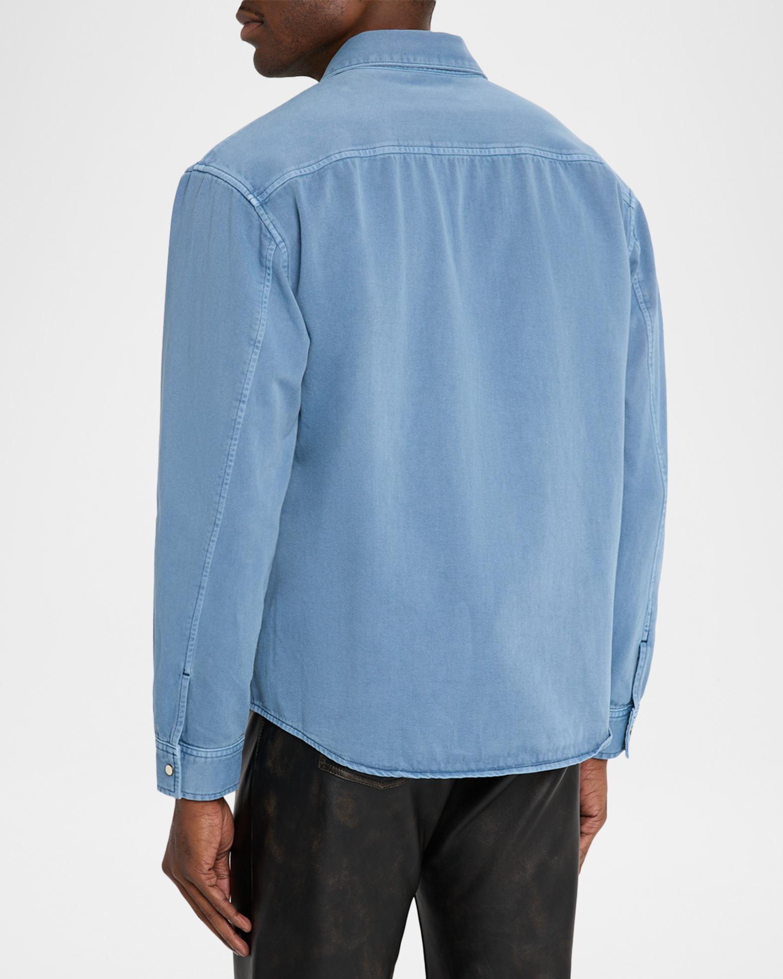 FRAME Men's Cotton Point Collar Snap-Front Shirt | Neiman Marcus