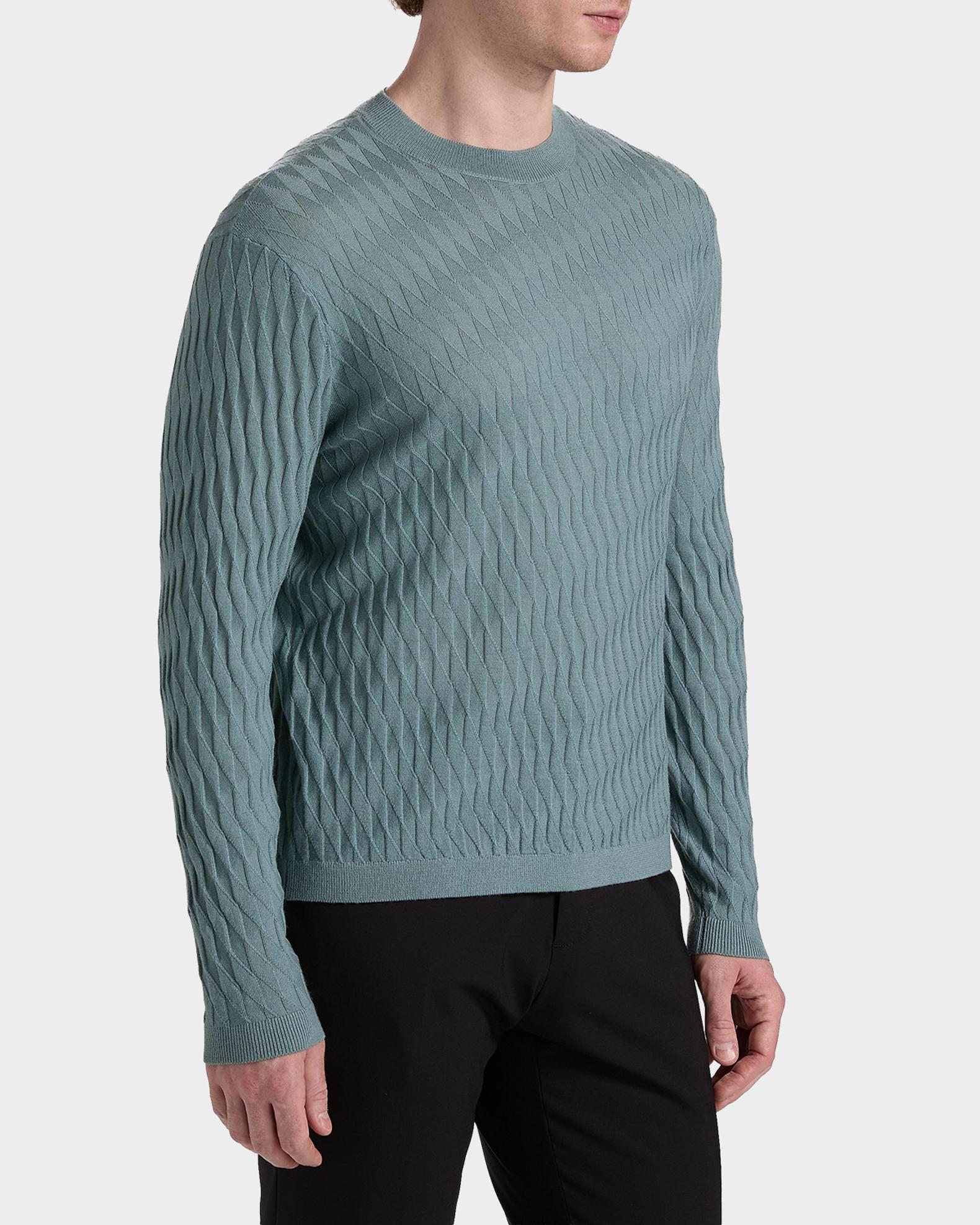 Emporio Armani Men's Wool Tonal Jacquard Crewneck Sweater | Neiman