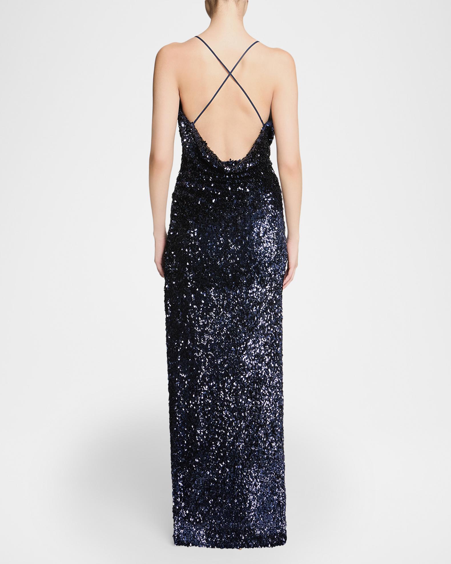 catherine formal sequin x-back dress Women's Katherine Straight Across Sequin Maxi Dress XS/S/M/L/XL/Customize Pastel Pink MEAN BLVD Pastel Pink / Customize