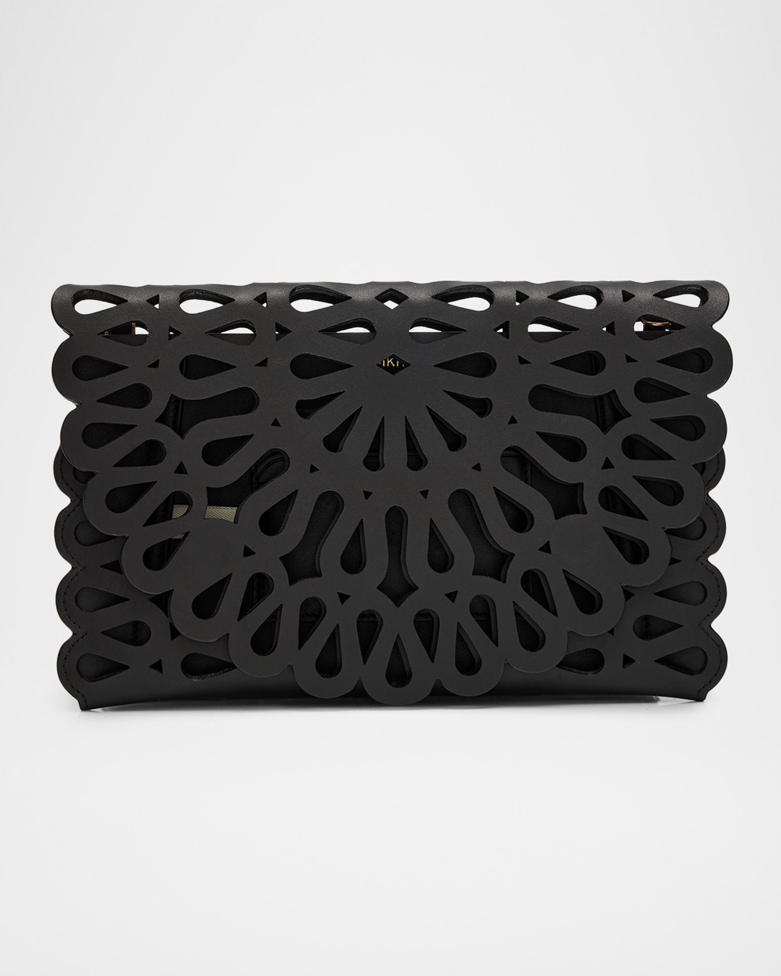 SIMKHAI McCall Laser Cutout Leather Clutch Bag | Neiman Marcus