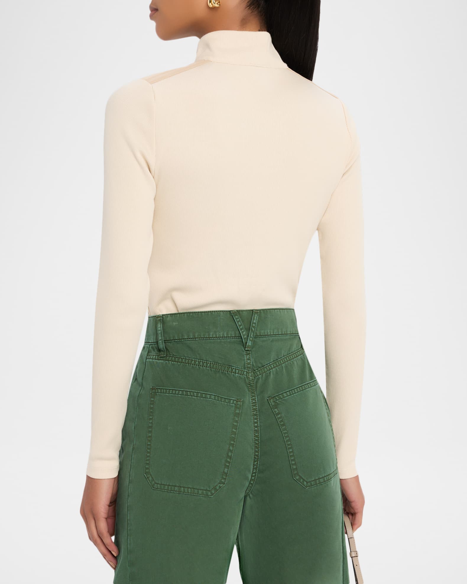 Veronica Beard Reynart Long-Sleeve Rib-Knit Top | Neiman Marcus
