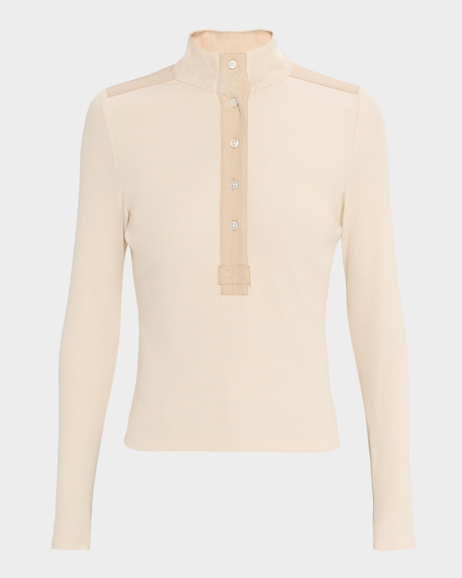 Veronica Beard Reynart Long-Sleeve Rib-Knit Top | Neiman Marcus