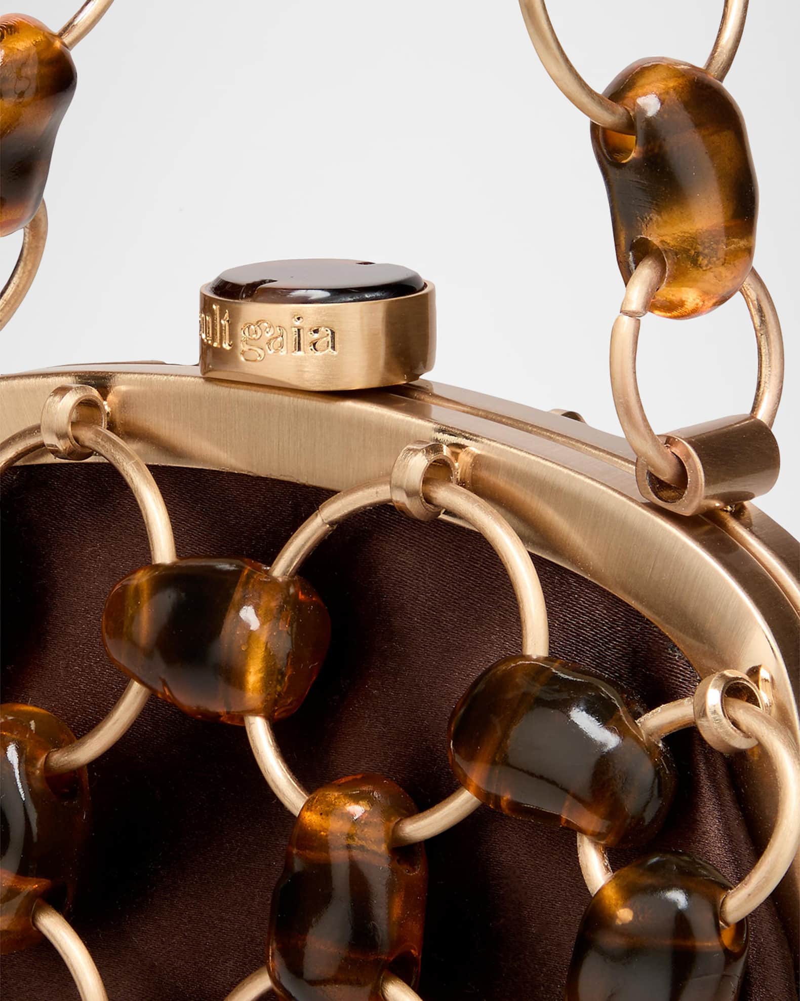 Cult Gaia Brielle Beaded Metal Wristlet Pouch Bag | Neiman Marcus