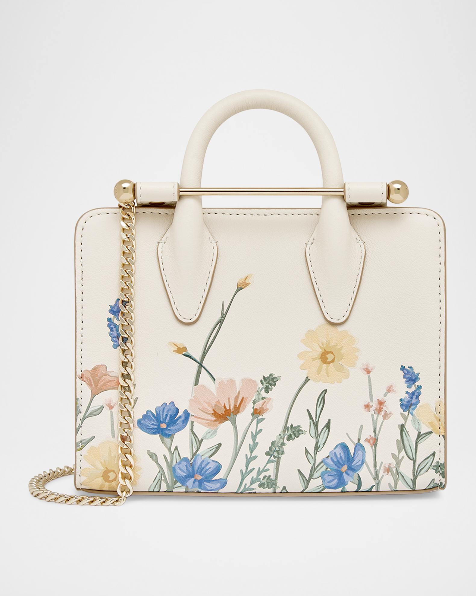Strathberry Nano Floral Leather Tote Bag | Neiman Marcus