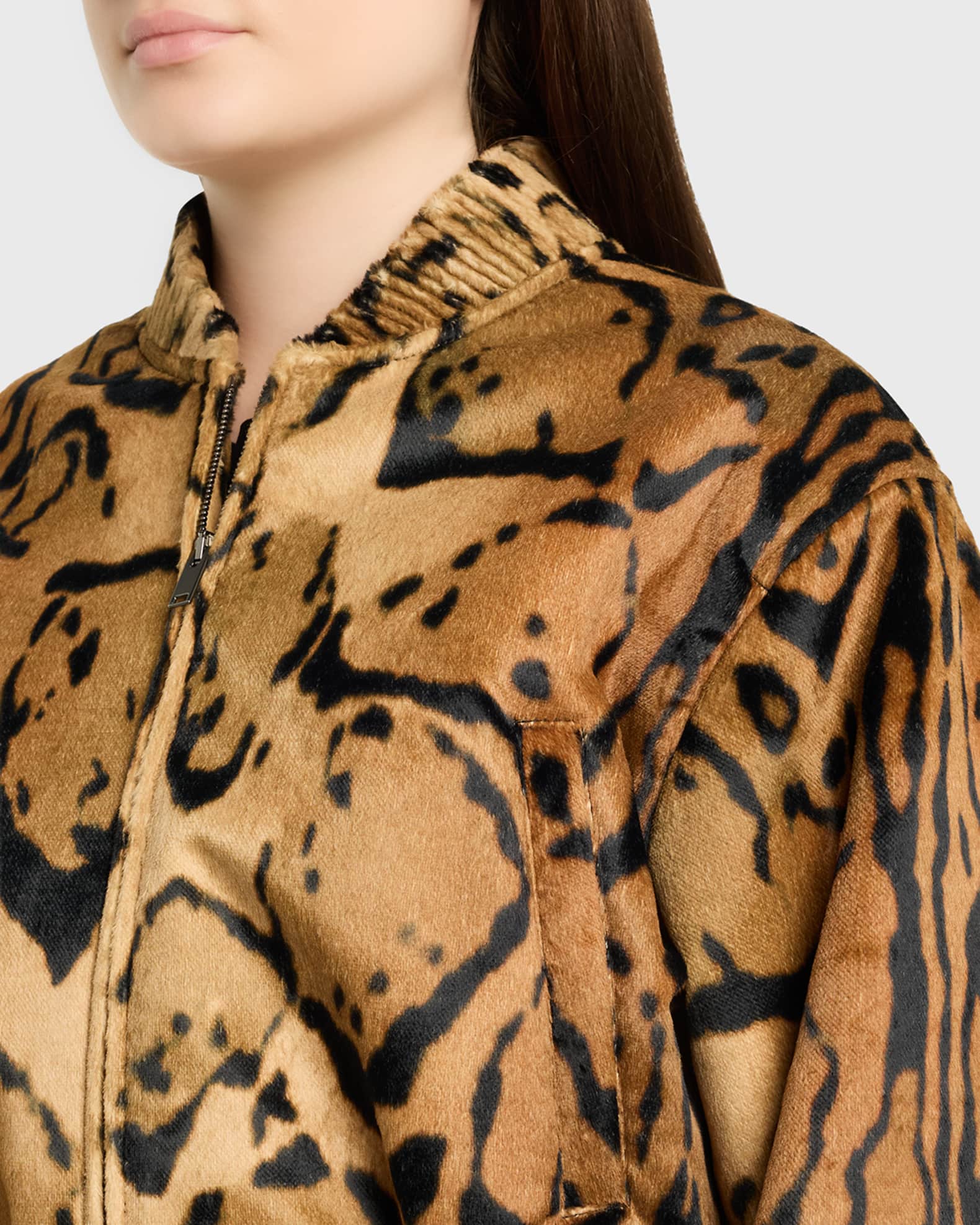 Stella McCartney Cloud Leopard Velvet Bomber Jacket | Neiman Marcus