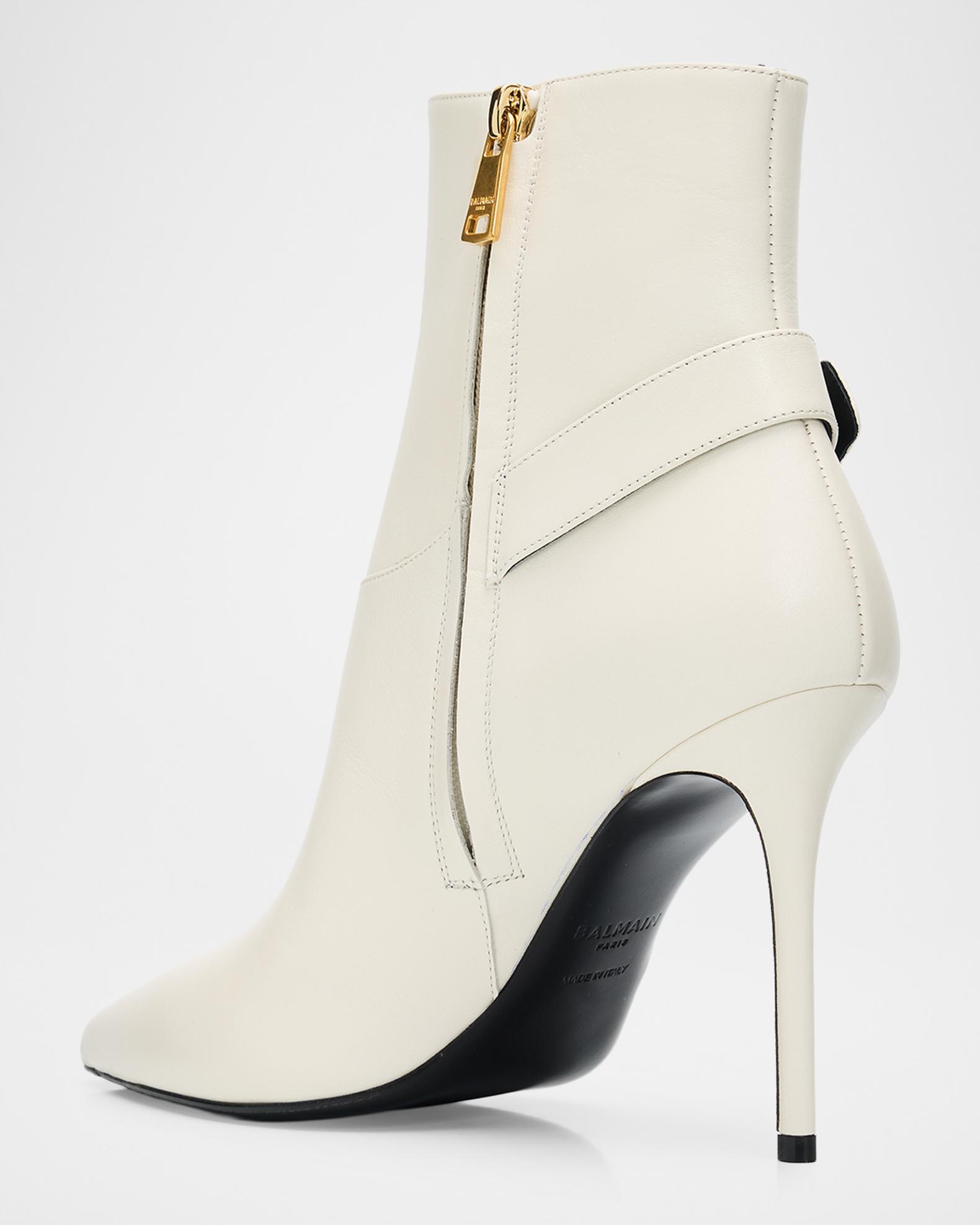 Balmain 85mm Buckle Leather Ankle Booties | Neiman Marcus