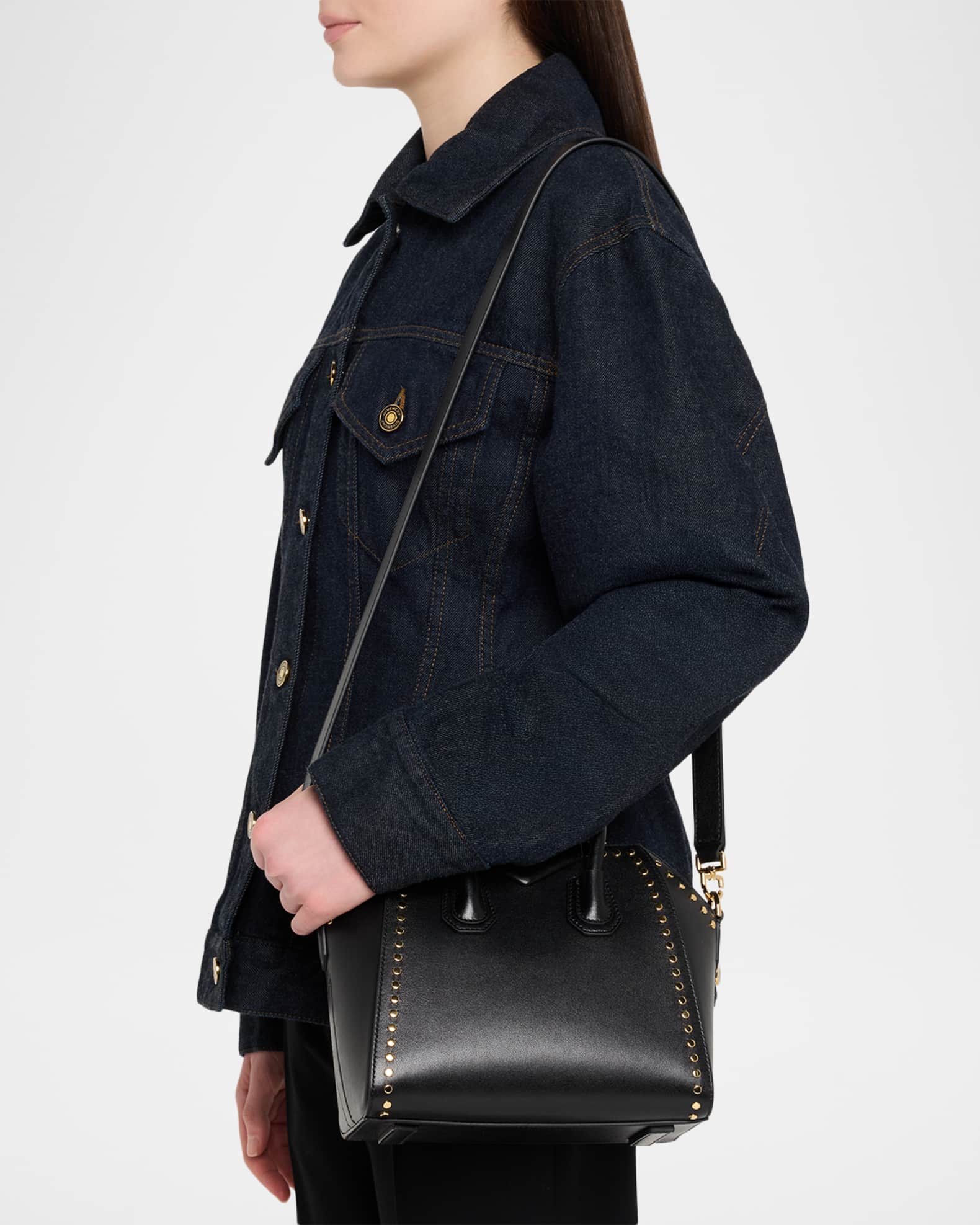 Givenchy Antigona Mini Studded Top-Handle Bag in Box Leather