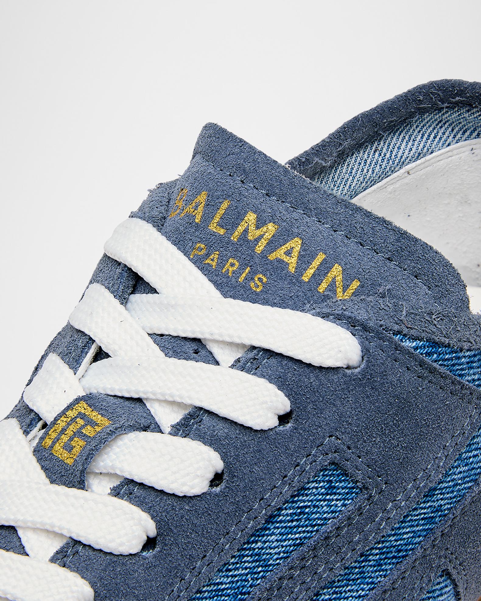 Balmain Racer 45 Denim and Suede Low-Top Sneakers | Neiman Marcus