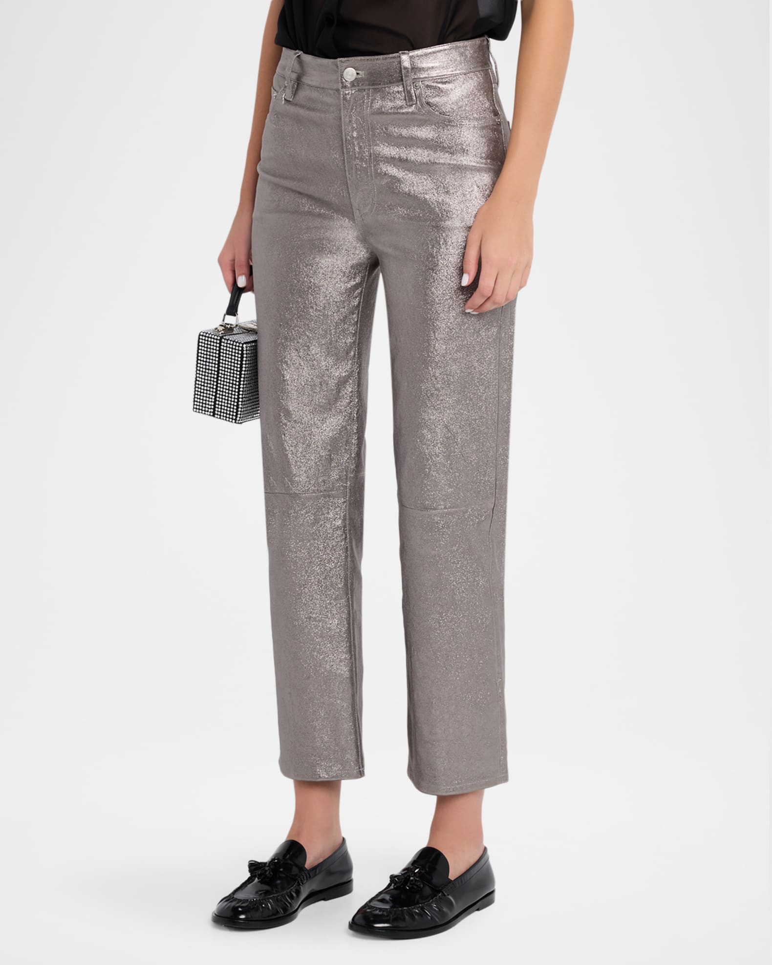 FRAME Le Sleek Straight Leather Pants | Neiman Marcus