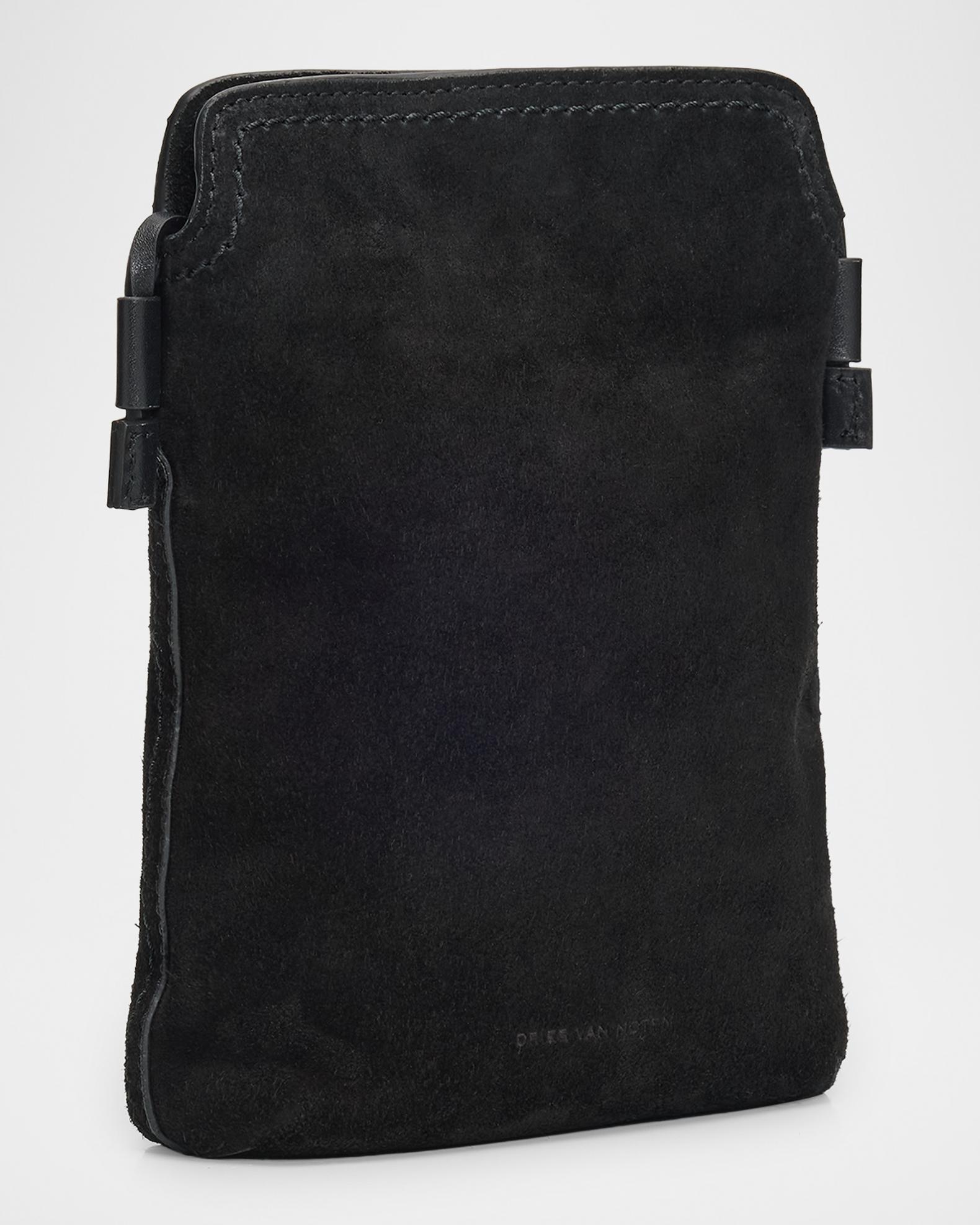 Dries Van Noten Men's Suede Leather-Trim Crossbody Bag | Neiman Marcus