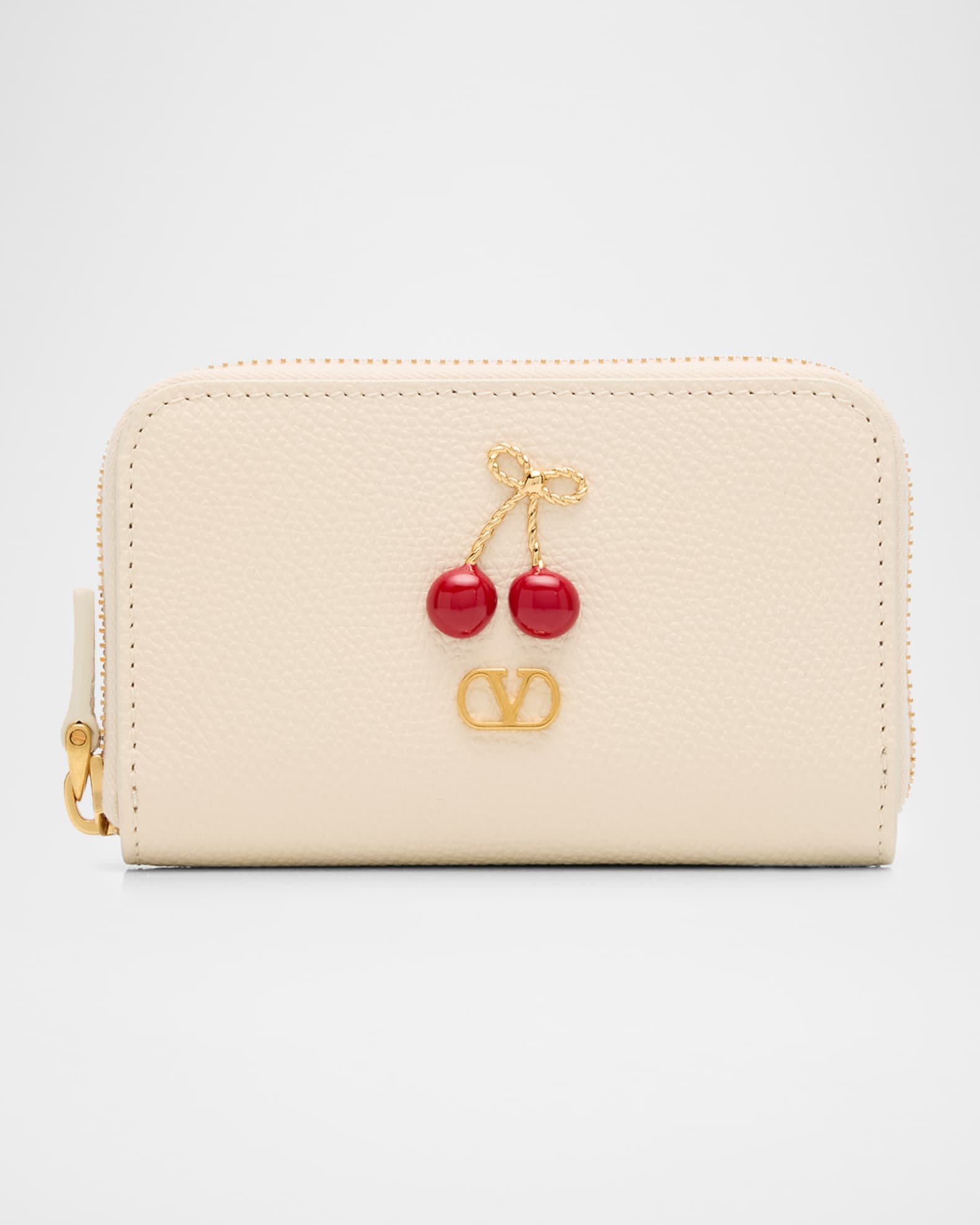 Valentino Garavani Cherryfic Calfskin Wallet | Neiman Marcus
