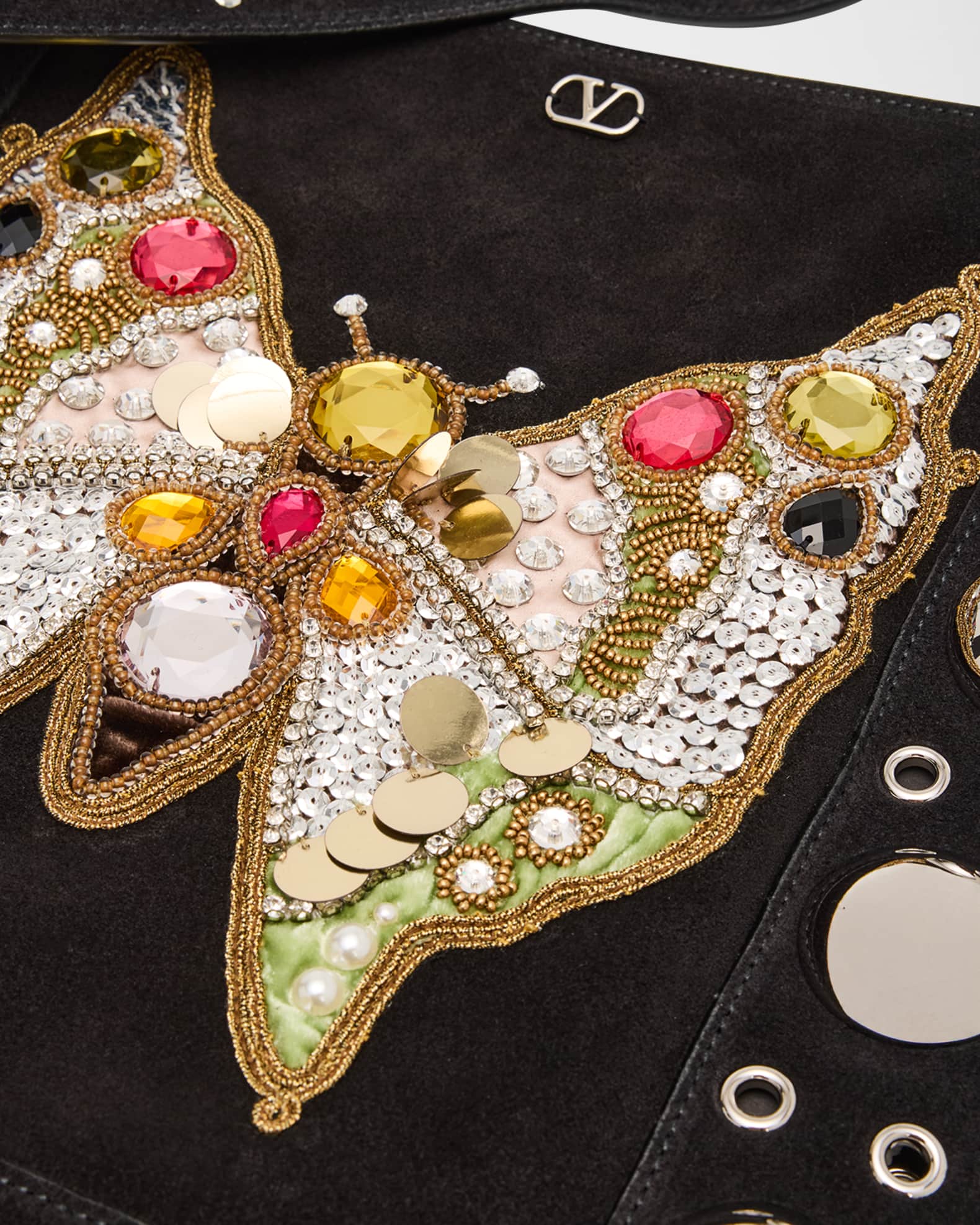 リップヴァンウィンクルand wanderバッグten-cノービットs2w8 Valentino Garavani Nellcote Embellished Butterfly Suede Crossbody