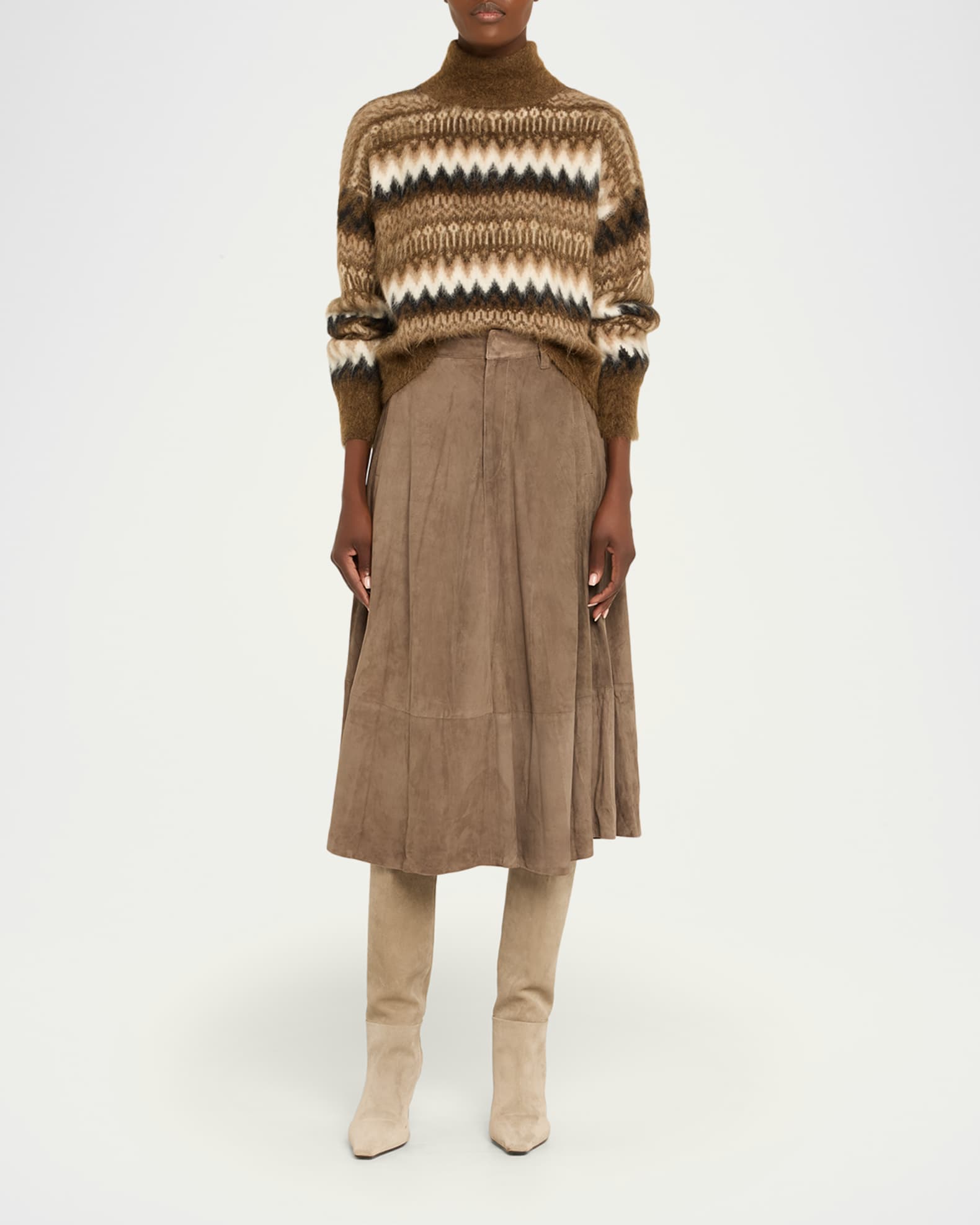 Brunello Cucinelli 85mm Soft Velour Knee-High Boots with Monili