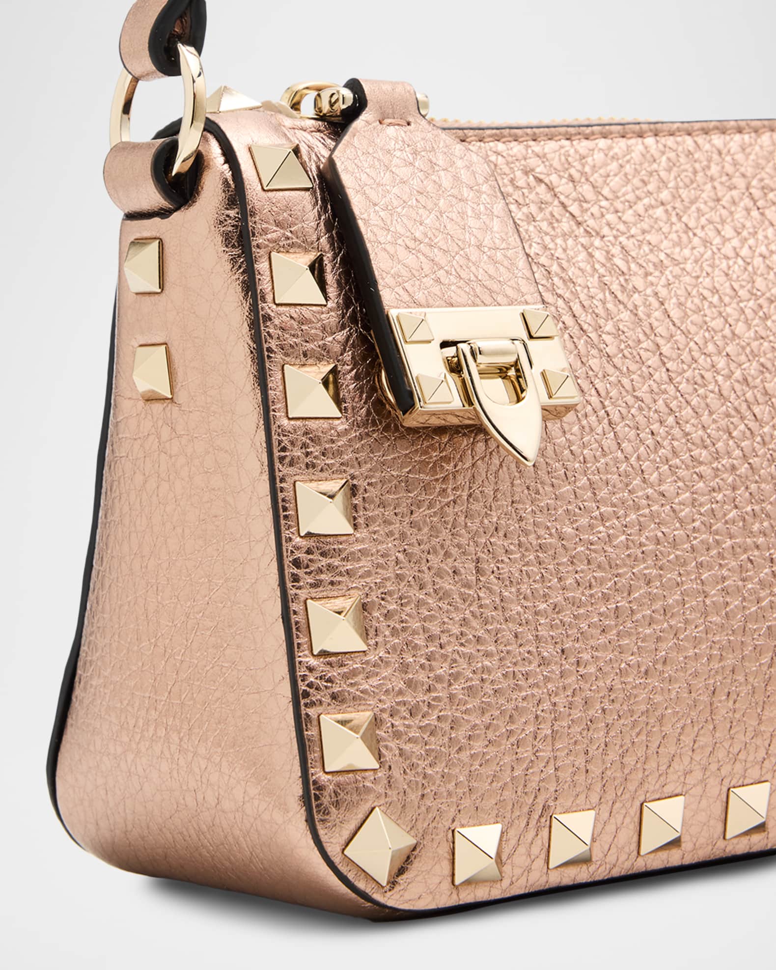 Valentino Garavani Rockstud Small Laminated Grainy Calfskin