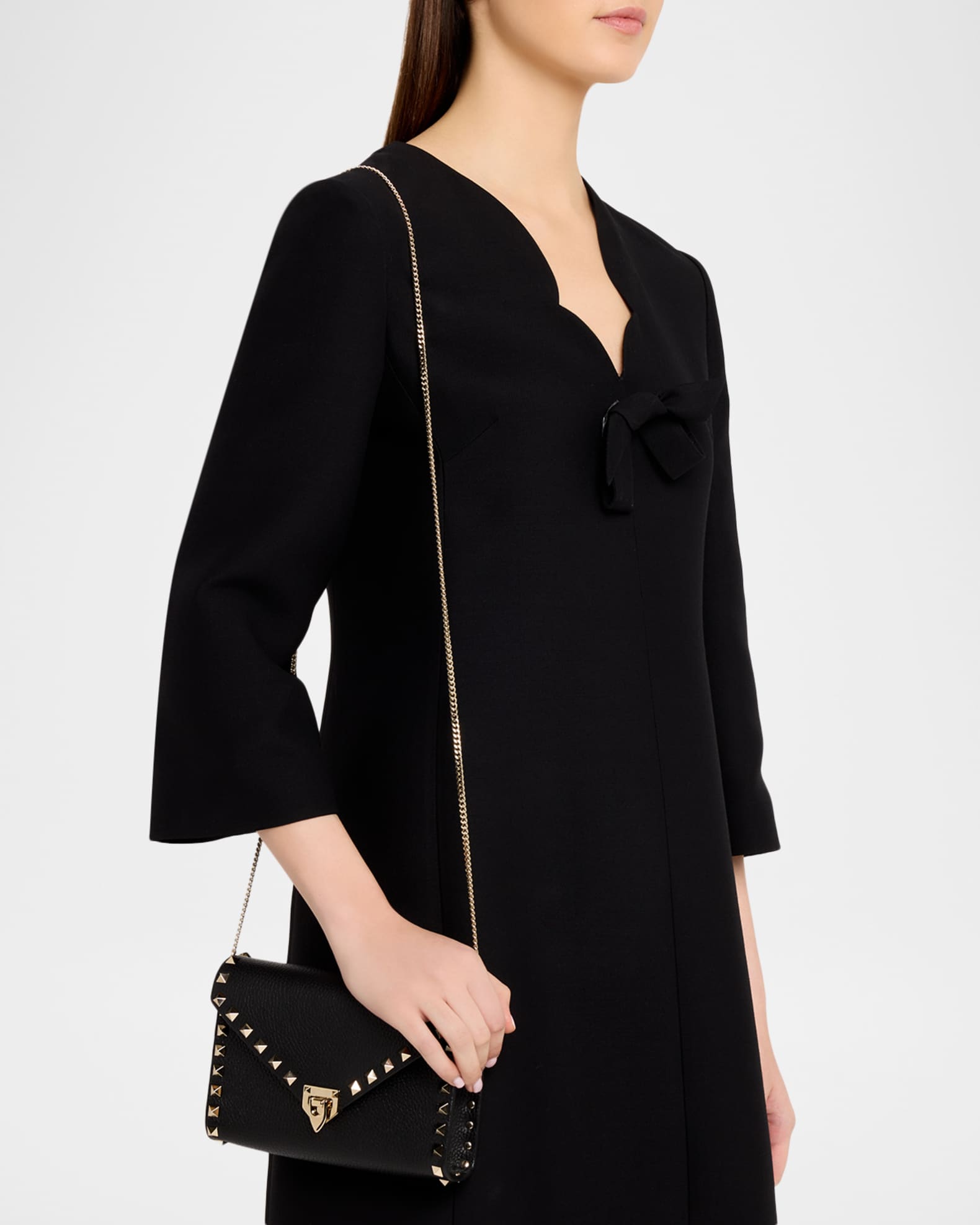 Valentino Garavani Mini Rockstud Grain Leather Clutch Bag | Neiman