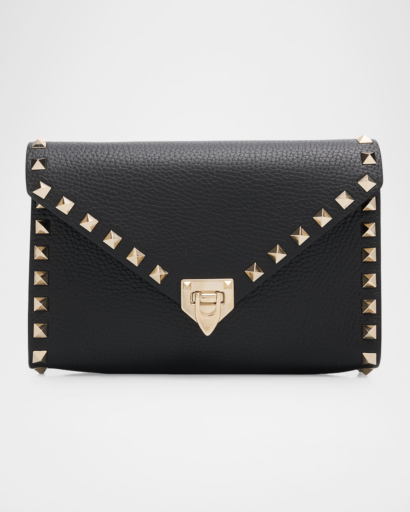 Valentino Garavani Mini Rockstud Grain Leather Clutch Bag | Neiman