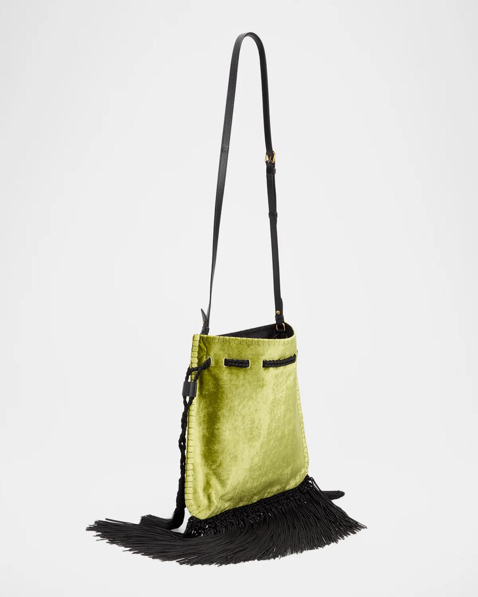 Valentino Garavani Nellcote Fringed Paisley Velvet Crossbody Bag