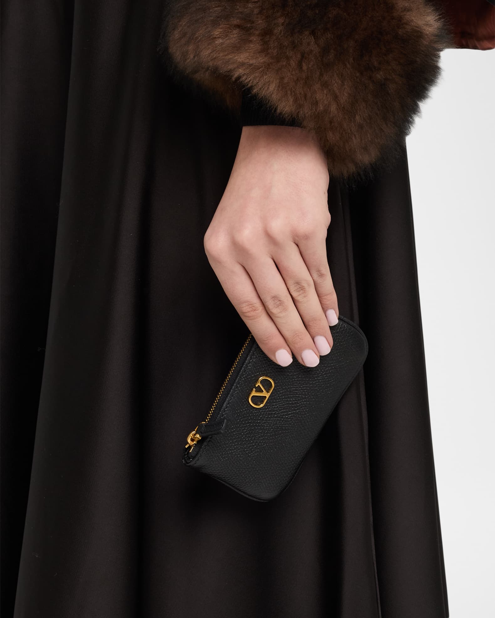 Valentino Garavani VLogo Leather Key Ring Pouch Bag | Neiman Marcus