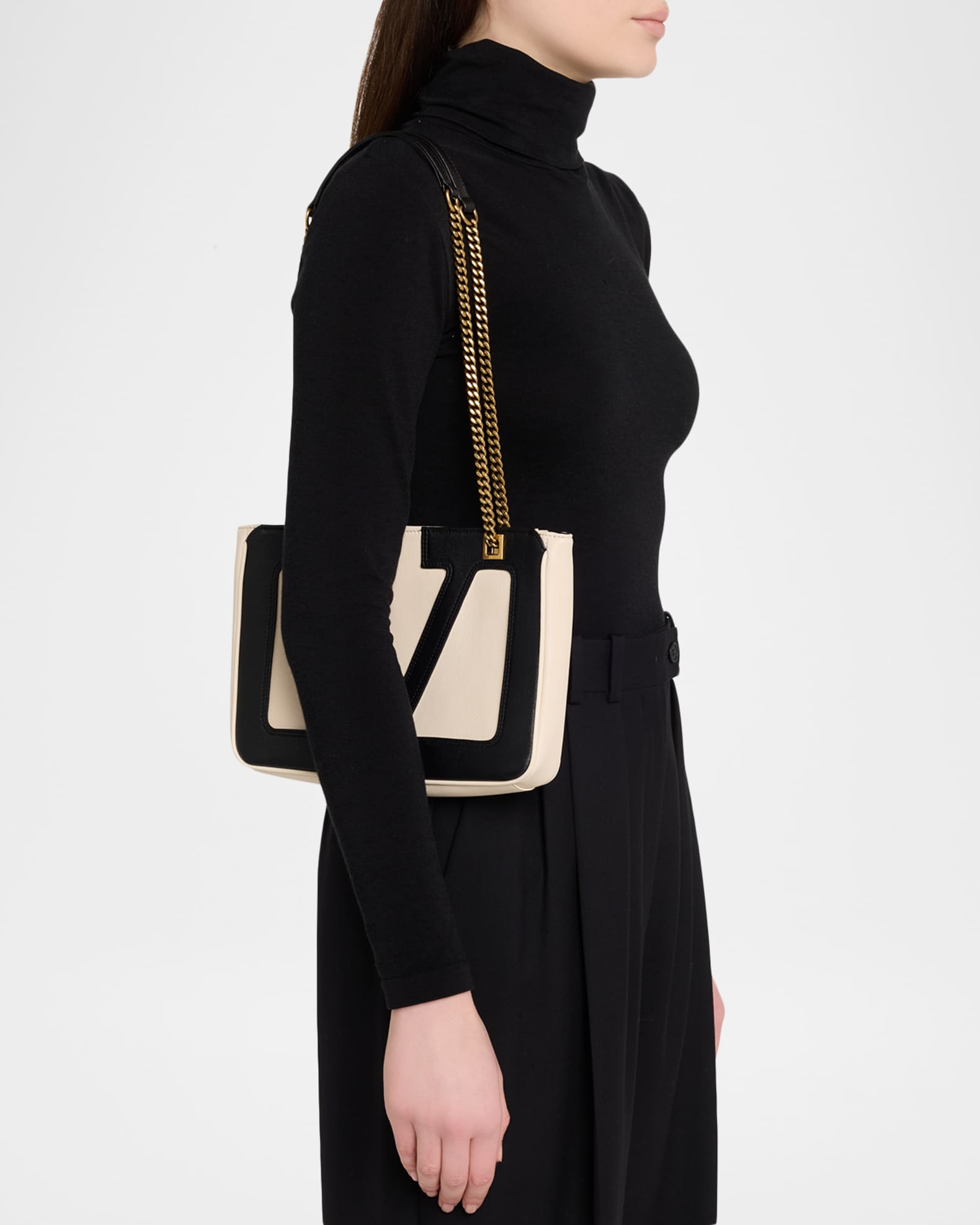 Valentino Garavani Viva Superstar Two-Tone VLOGO Leather Shoulder