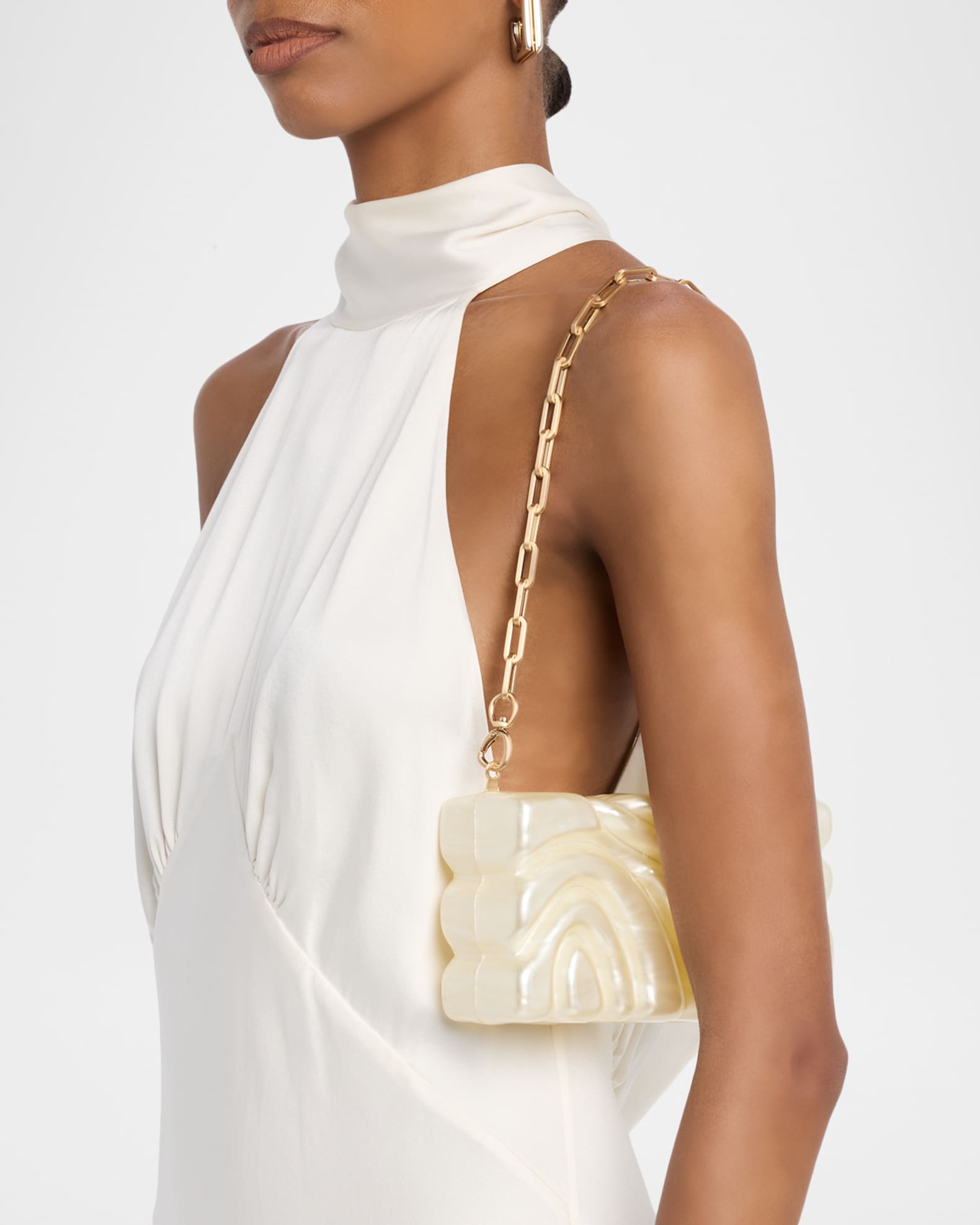 Cult Gaia Aura Sculptural Marbled Acrylic Clutch Bag | Neiman Marcus