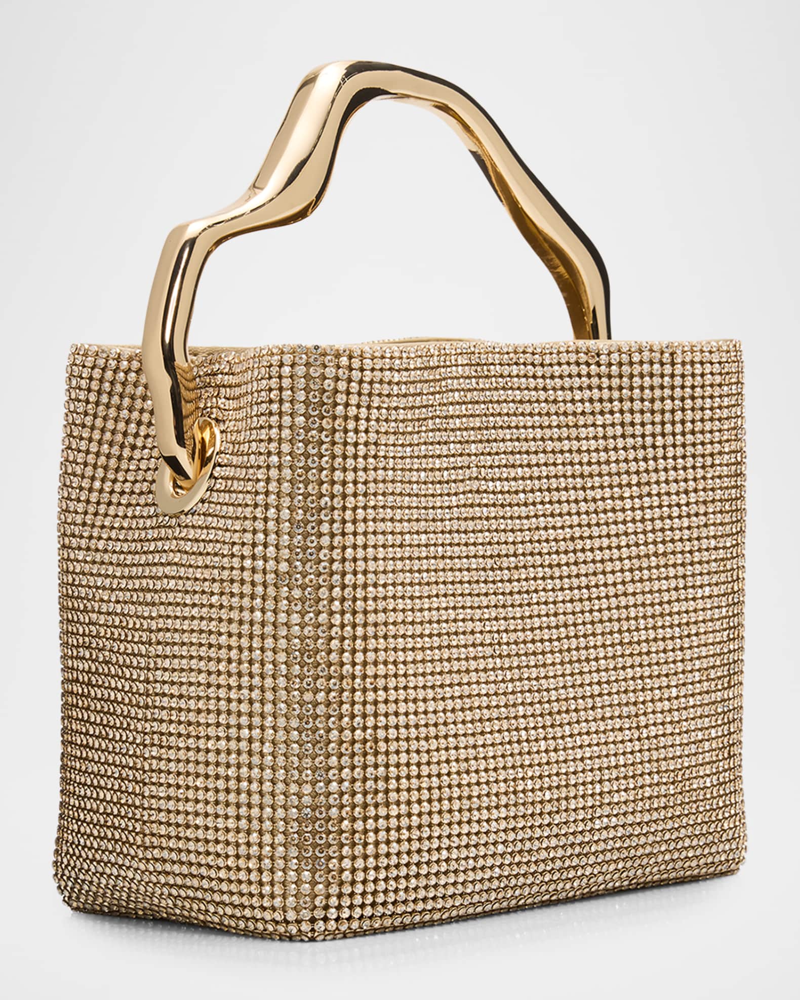 Cult Gaia Solene Mini Rhinestone Sculptural Top-Handle Bag