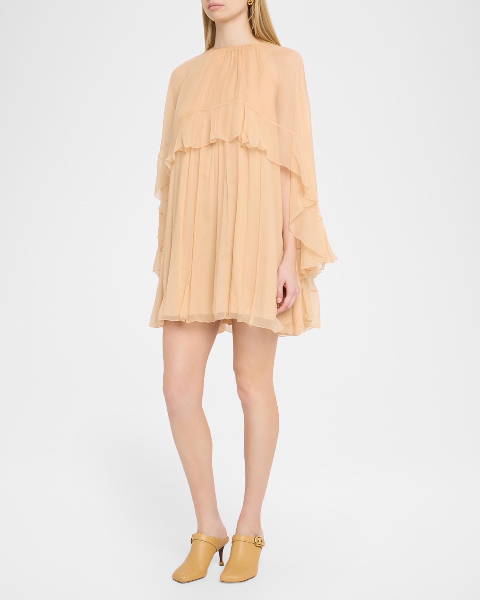 chloe pleated mini dress in silk mousseline Chloe' Pleated Mini Dress In Silk Mousseline|CH25SRO2711601