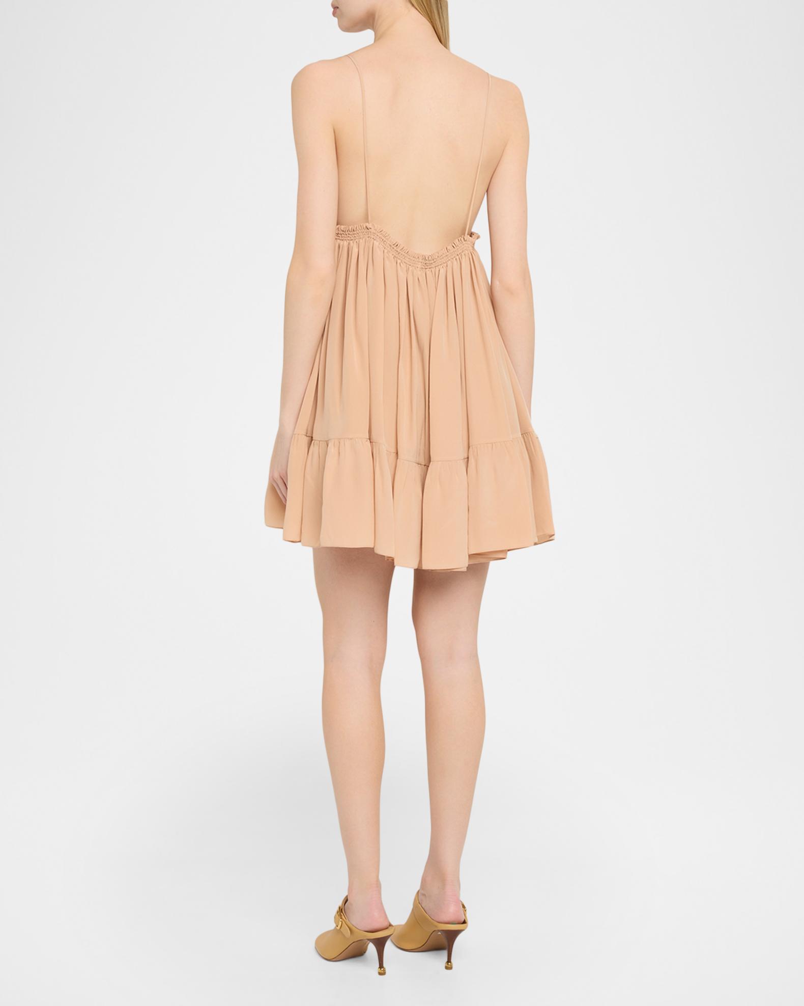 Chloe Sleeveless Silk Crepe Mini Trapeze Dress | Neiman Marcus