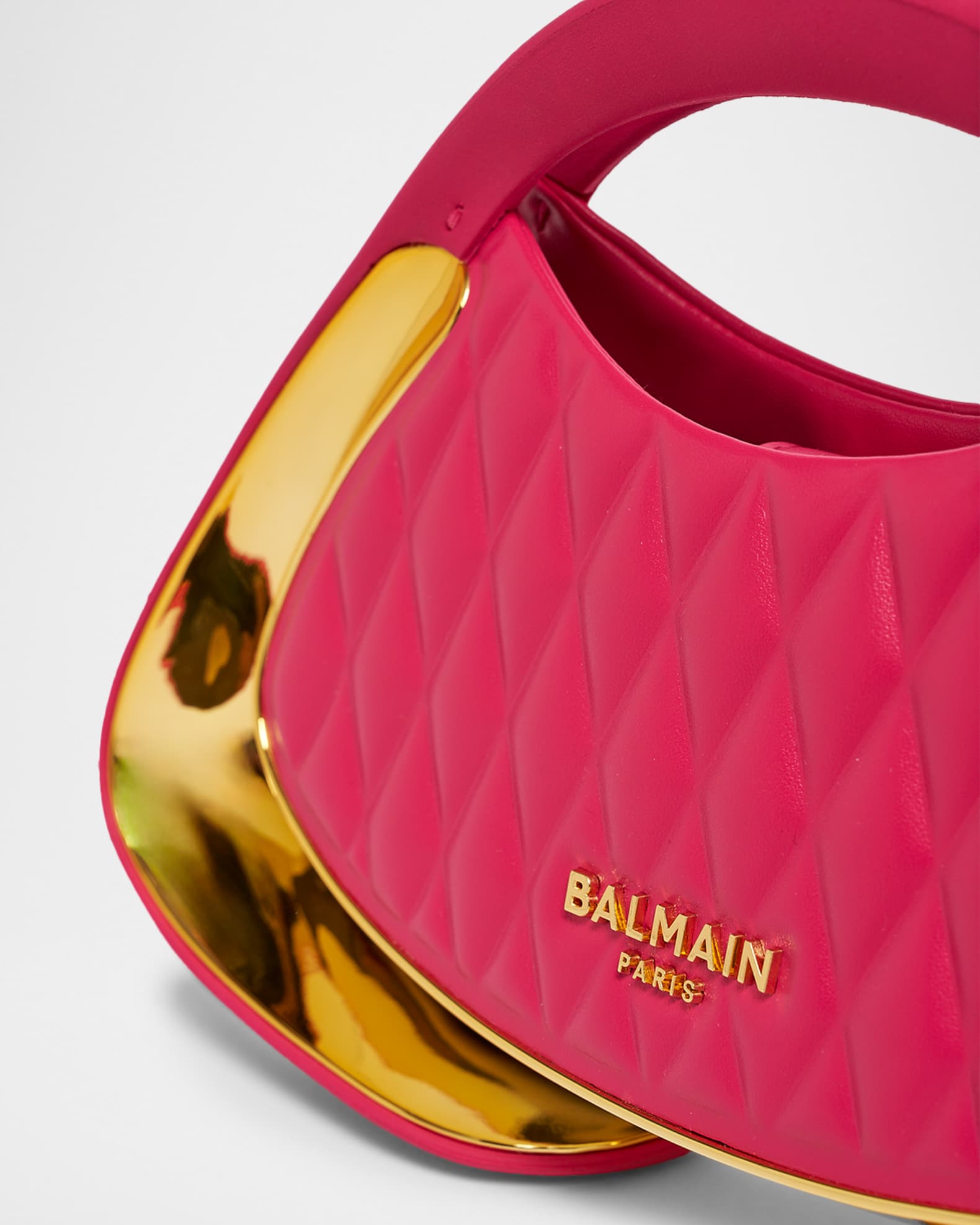 Balmain Jolie Madame Small Quilted Faux Leather Top-Handle Bag