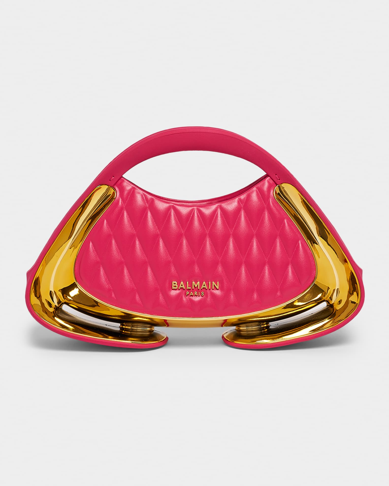 Balmain Jolie Madame Small Quilted Faux Leather Top-Handle Bag