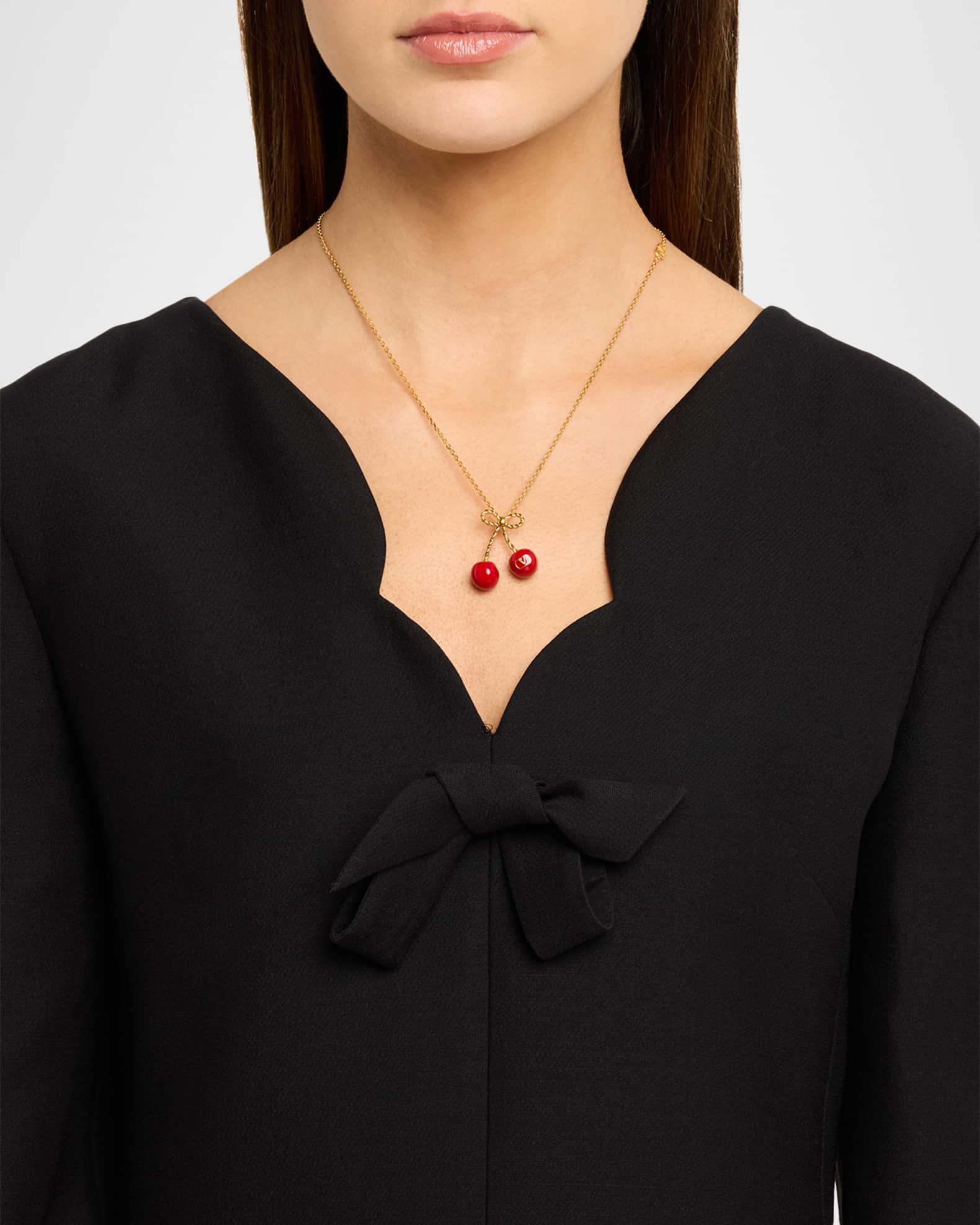 Valentino Garavani Cherryfic Metal and Enamel Necklace | Neiman Marcus