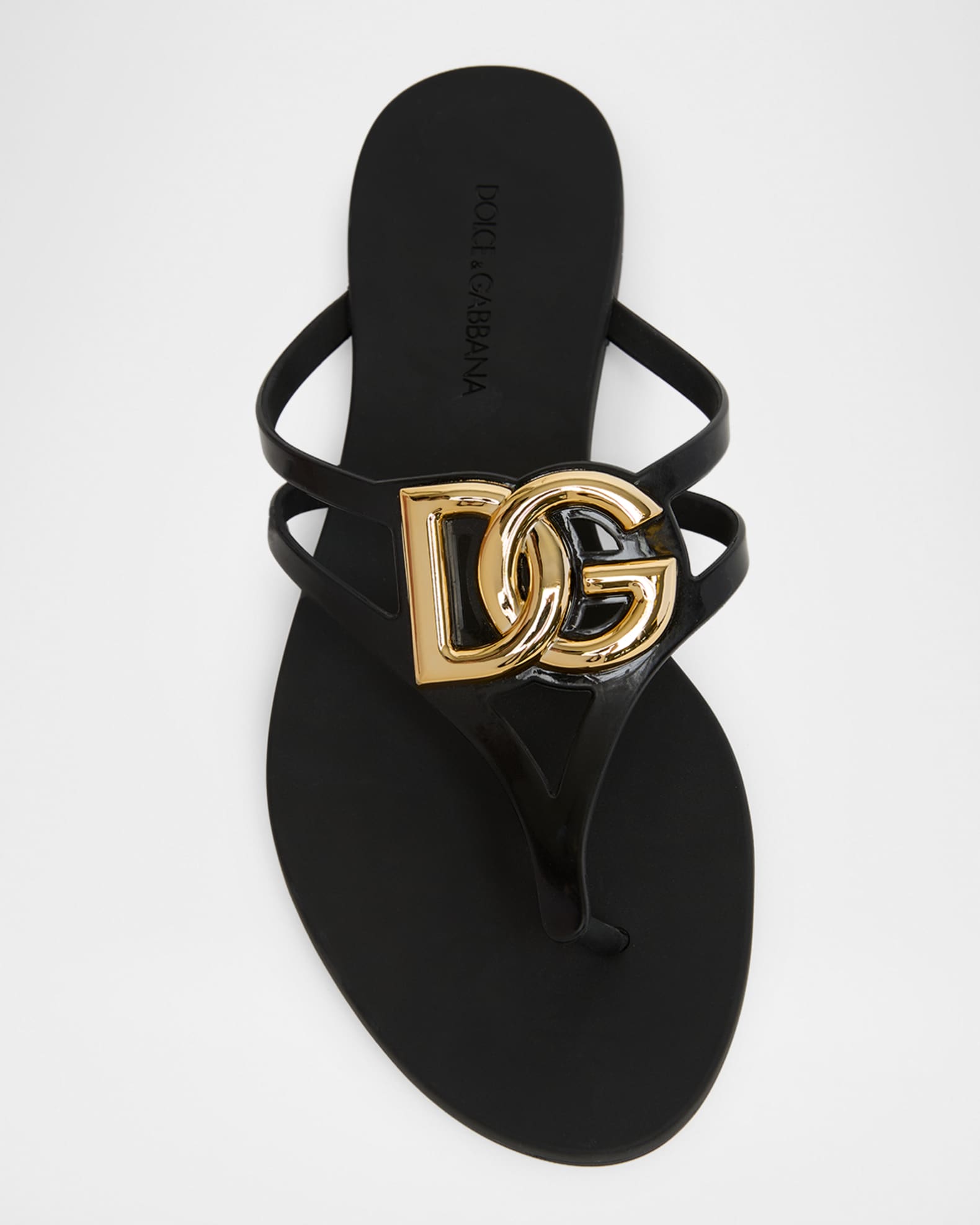 D&G Dolce & Gabbana スパンコール　タンクトップ　ブラック Dolce&Gabbana DG Jelly Flat Thong Sandals | Neiman Marcus