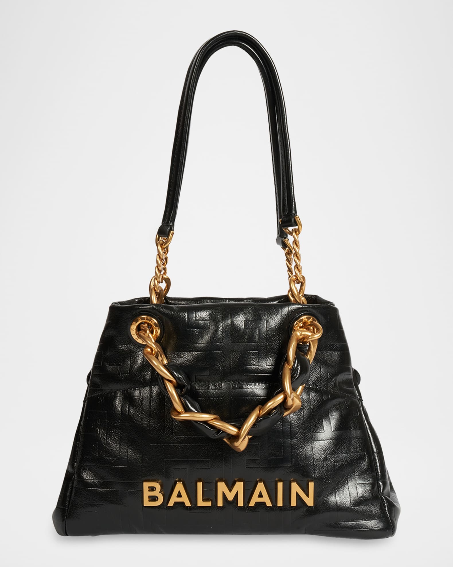 Balmain 1945 Soft Tote Bag in Monogram Leather | Neiman Marcus