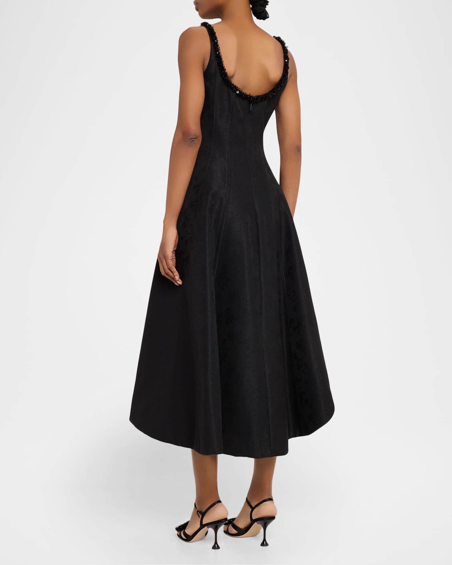 Jason Wu Asymmetric Metallic Floral Jacquard Midi Dress | Neiman