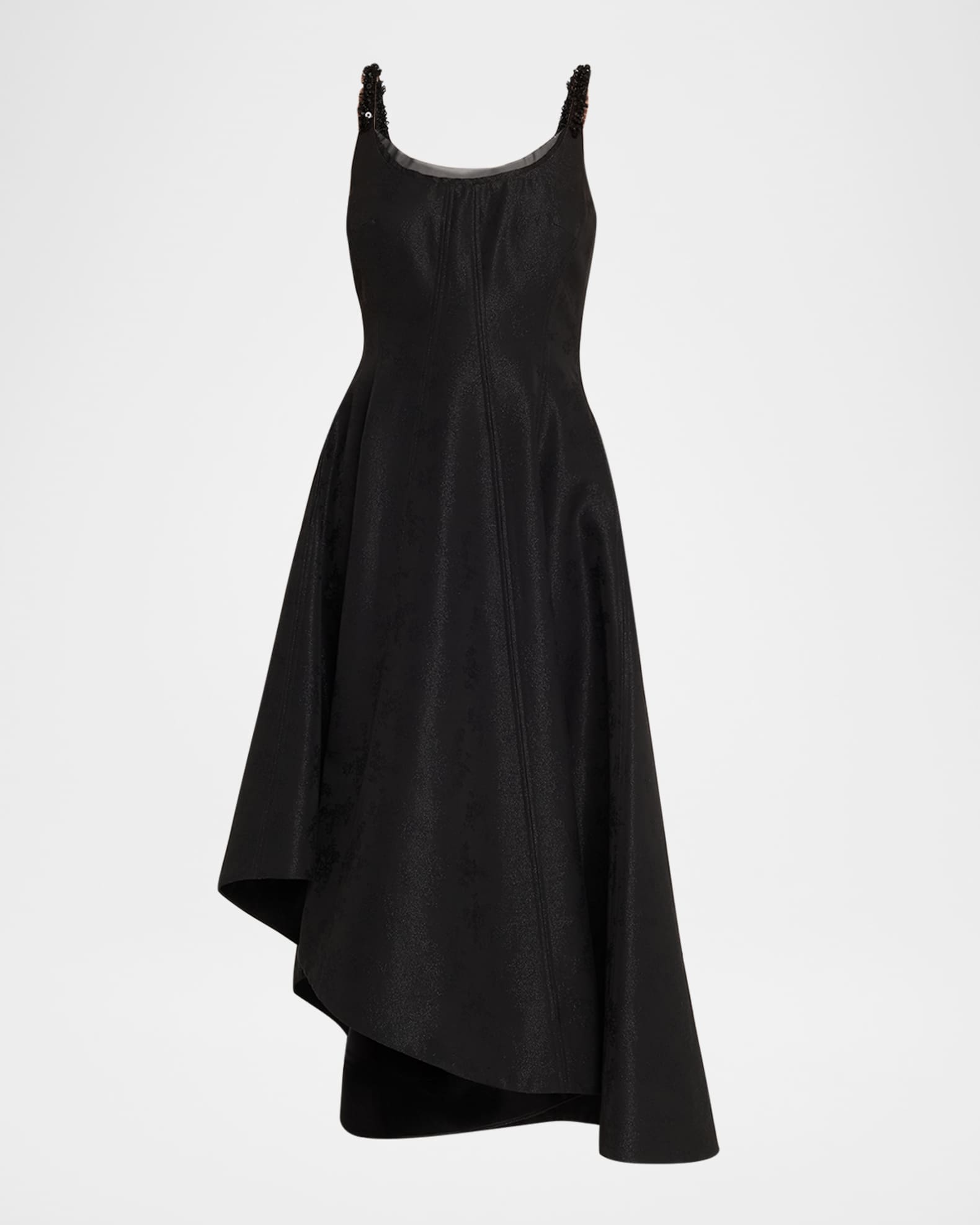 Jason Wu Asymmetric Metallic Floral Jacquard Midi Dress | Neiman