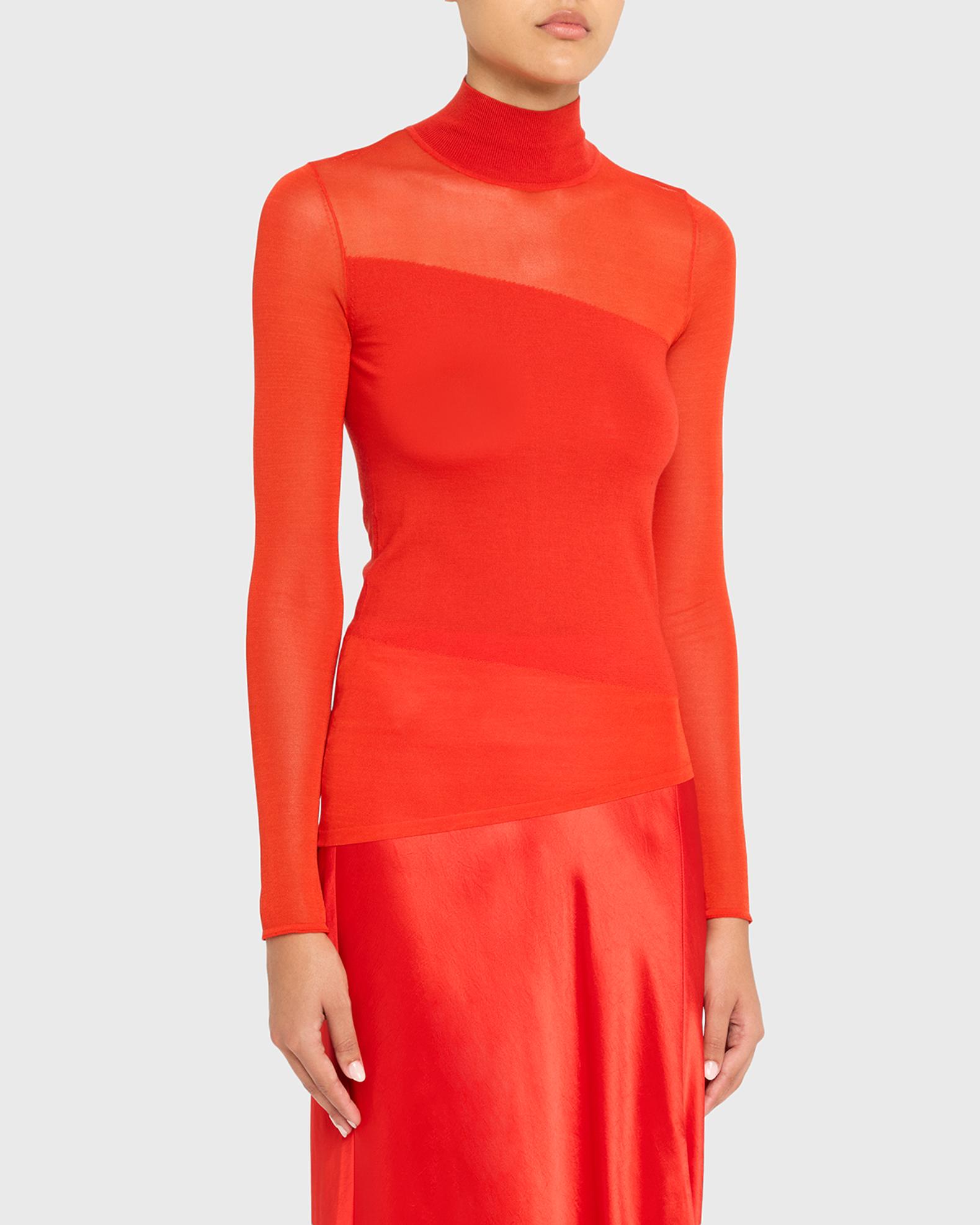 Jason Wu Collection Mock-Neck Asymmetric Sheer Merino Wool Sweater ...