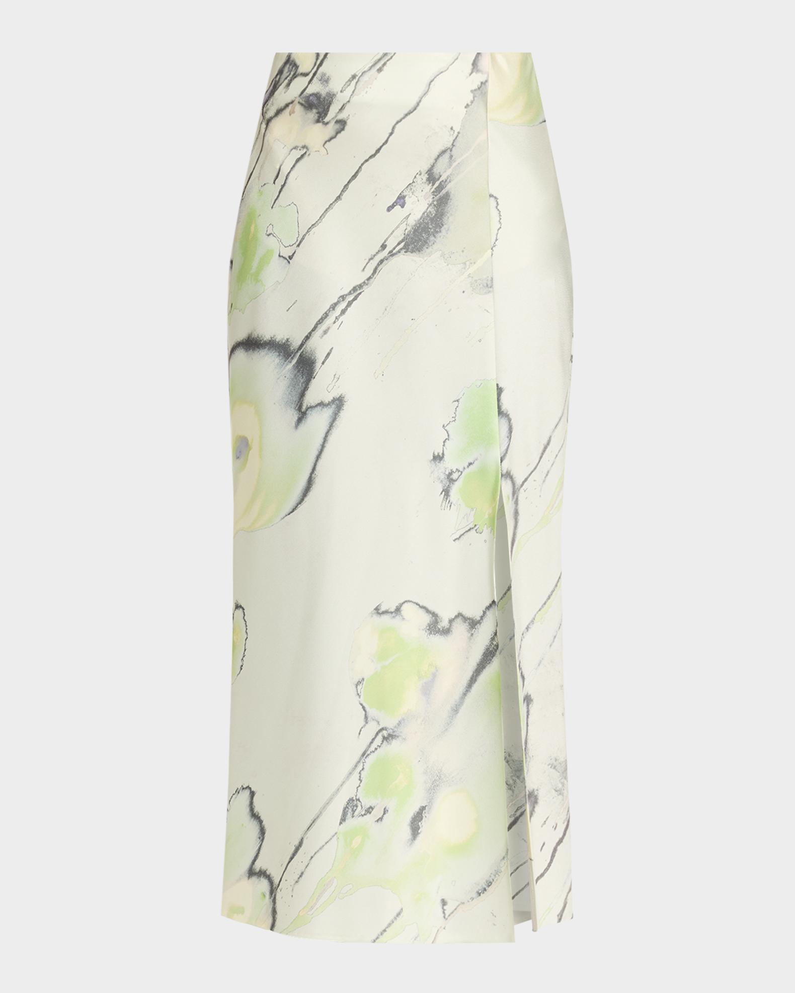 Jason Wu Collection Watercolor Crepe Satin Slip Midi Skirt