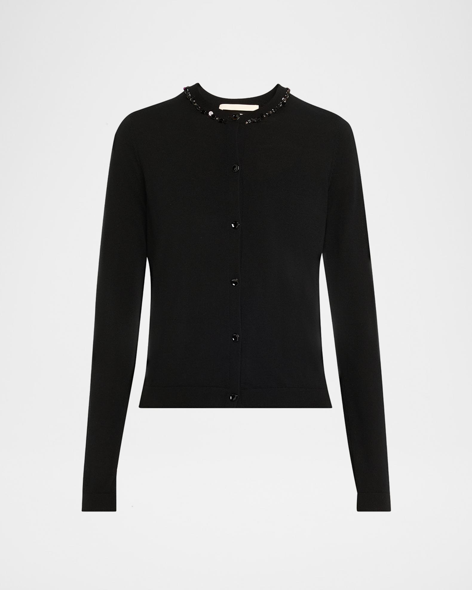 Jason Wu Collection Beaded Satin & Merino Wool Cardigan | Neiman